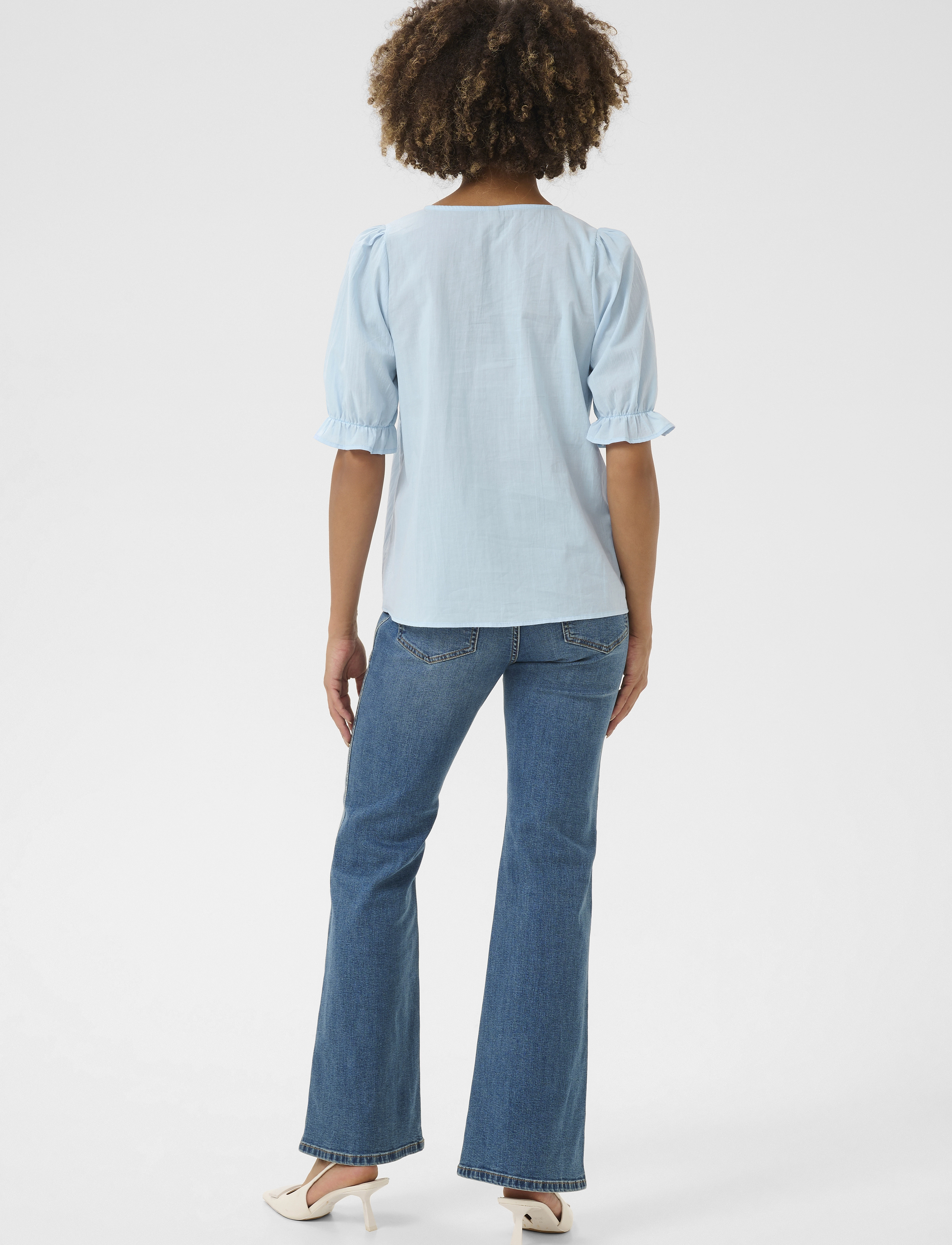 Culture - CUmuxi Toril Blouse - kortærmede bluser - cashmere blue - 4