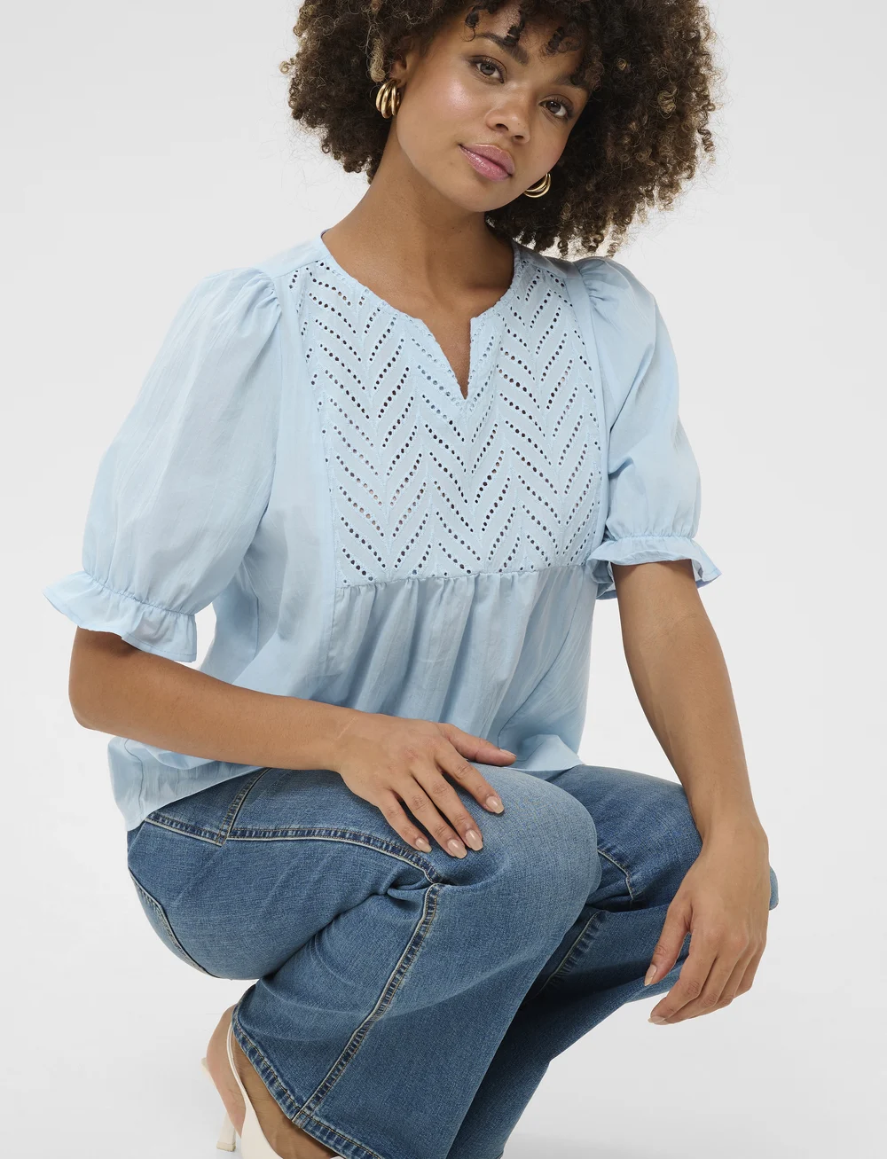 Culture - CUmuxi Toril Blouse - kortærmede bluser - cashmere blue - 5