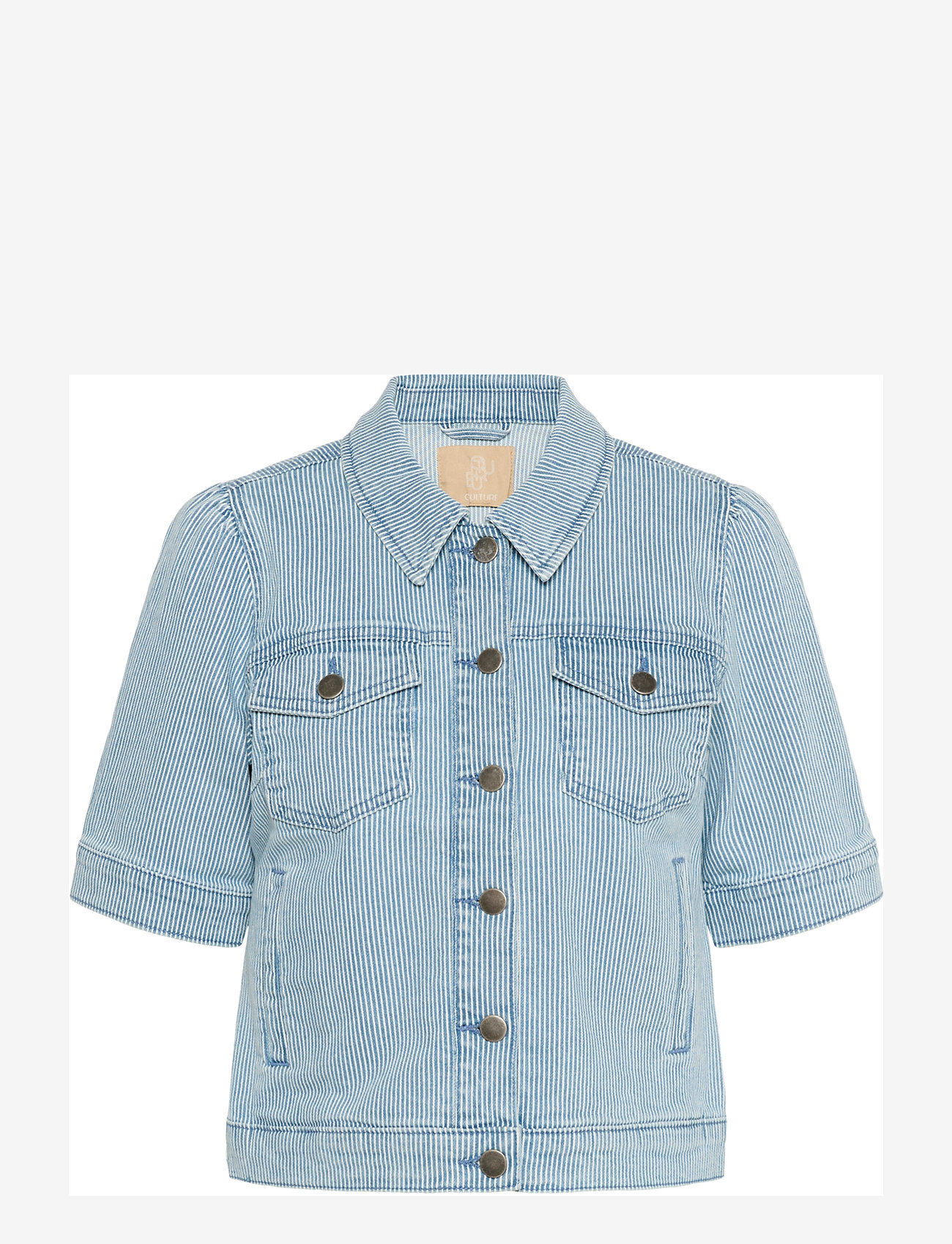 Culture - CUmilky SS Jacket - denimskjorter - blue/white stripe - 1