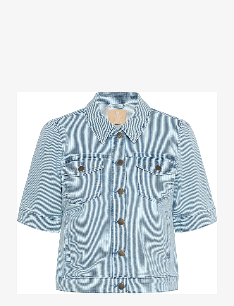 Culture - CUmilky SS Jacket - denimskjorter - blue/white stripe - 1