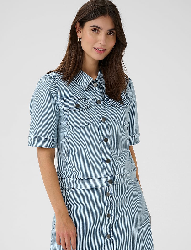 Culture - CUmilky SS Jacket - denimskjorter - blue/white stripe - 0