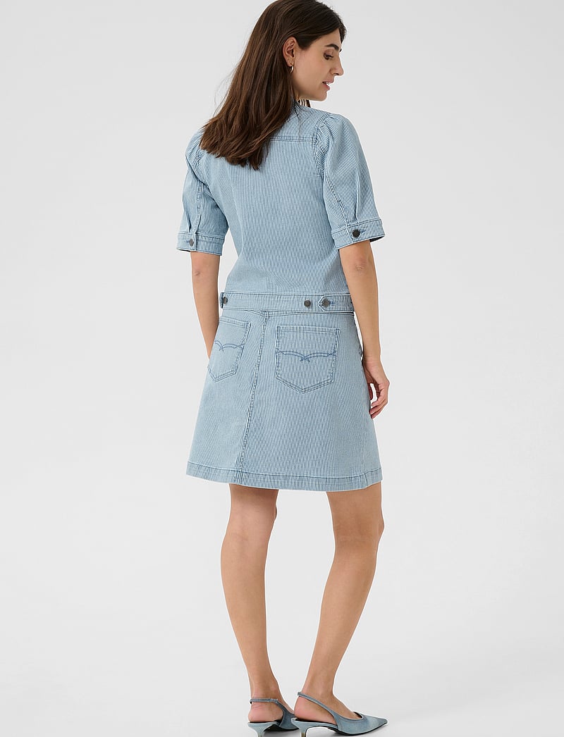 Culture - CUmilky SS Jacket - denimskjorter - blue/white stripe - 4