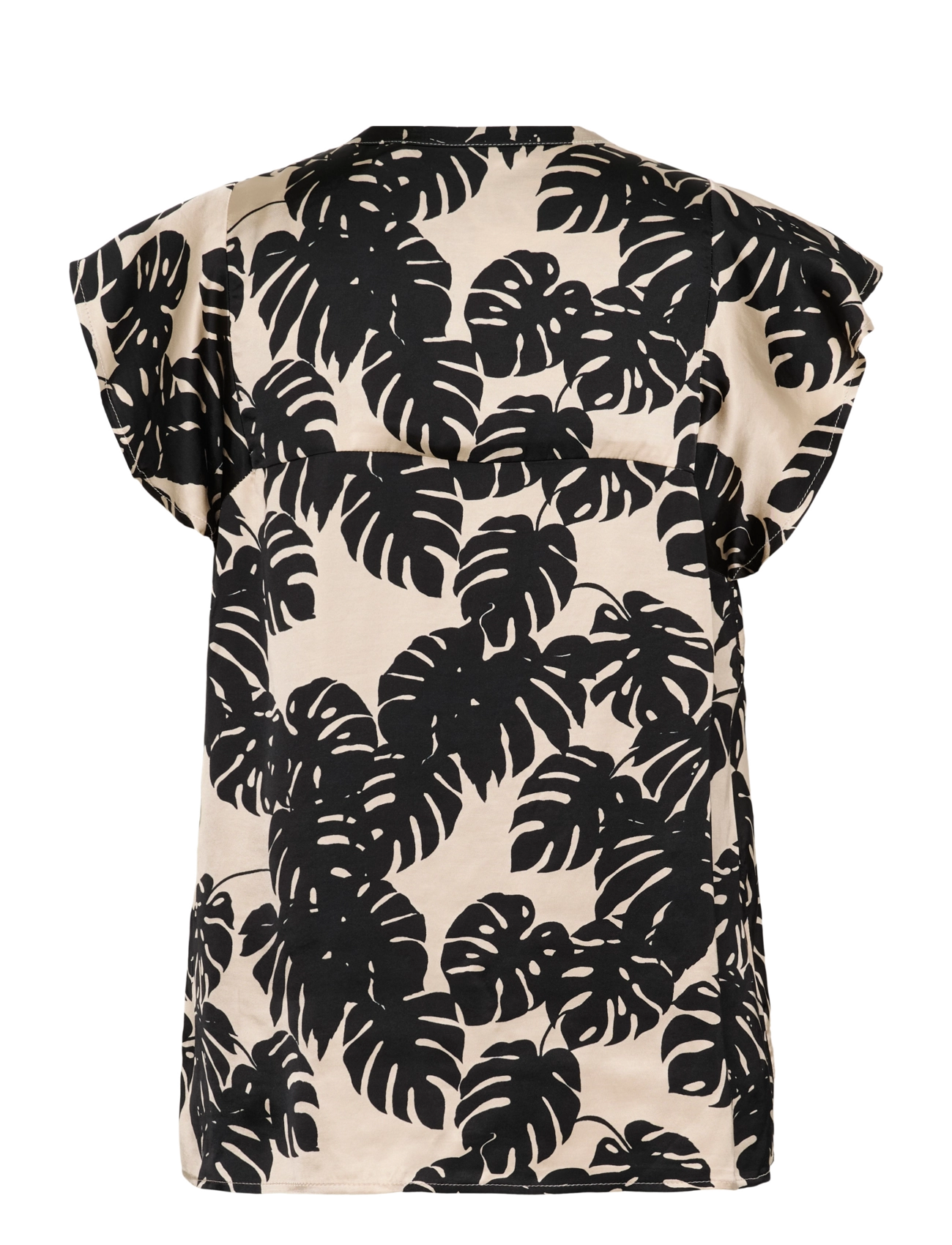 Culture - CUmiso Berna Capsleeve - kortærmede bluser - black palm leaves - 2
