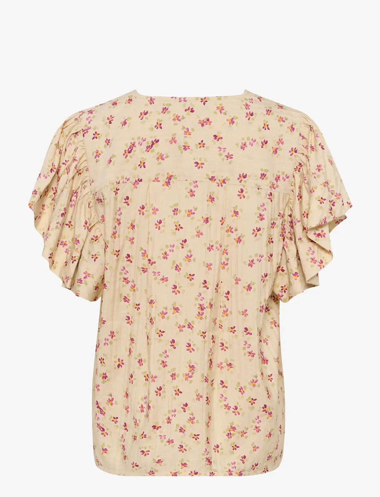 Culture - CUpuglia Gally Blouse - kortärmade blusar - offwhite/rosa flower - 2