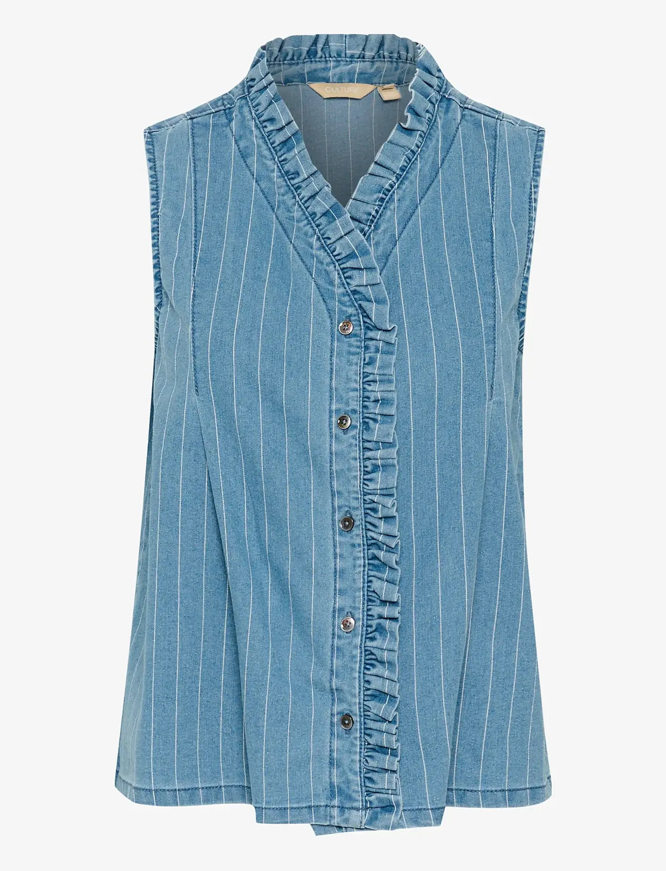 Culture - CUrenny Sleeveless Shirt - Ärmlösa blusar - light blue denim - 1