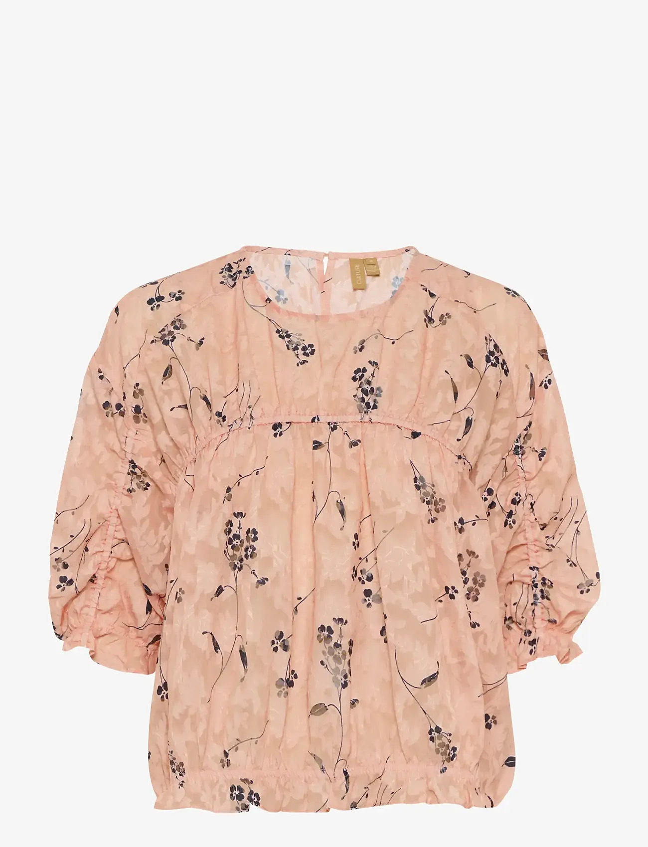 Culture - CUparis Blouse - kurzämlige blusen - pink/black flower - 1