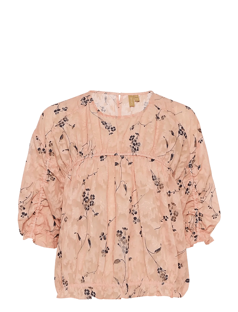 Culture - CUparis Blouse - kurzämlige blusen - pink/black flower - 1