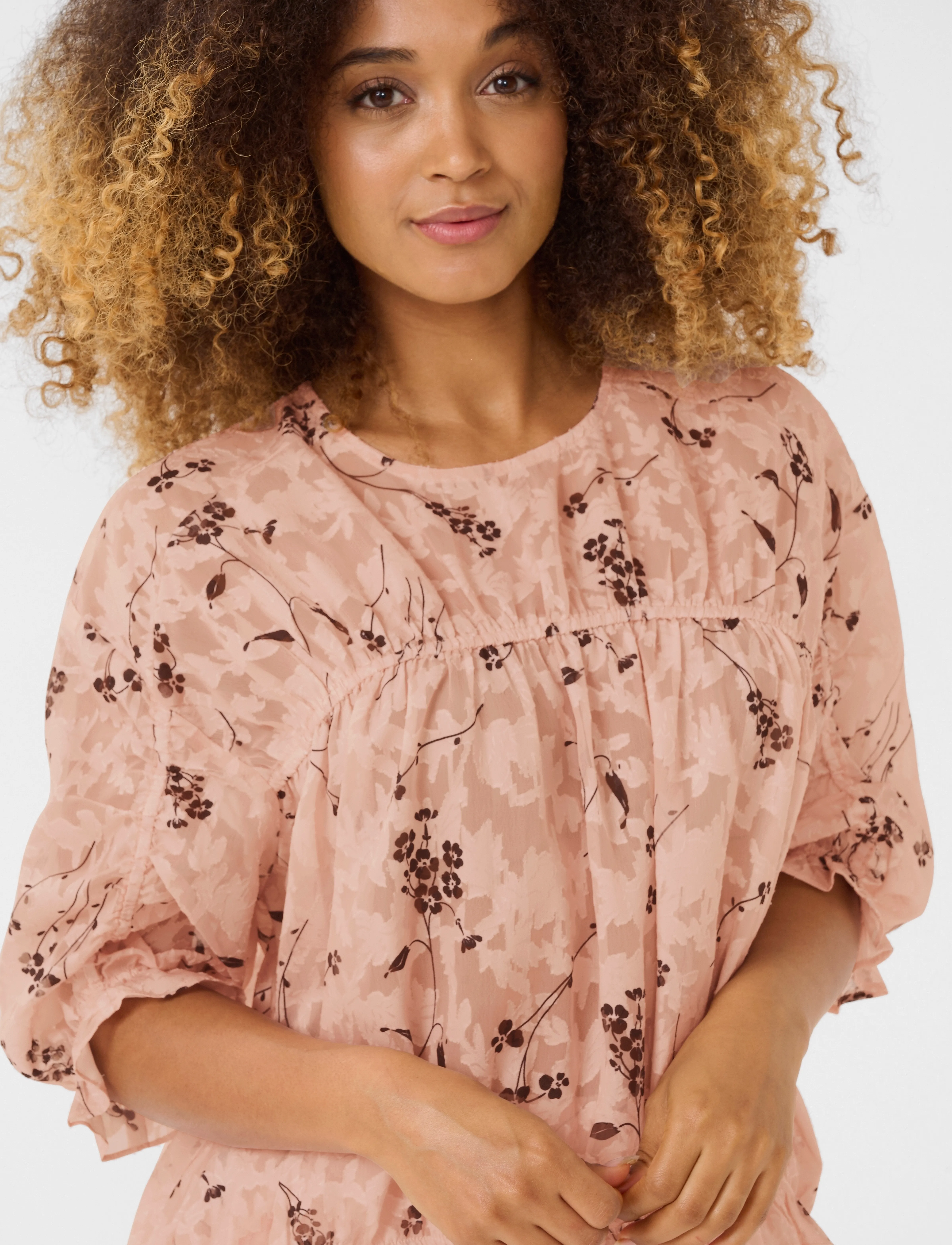 Culture - CUparis Blouse - pink/black flower - 5