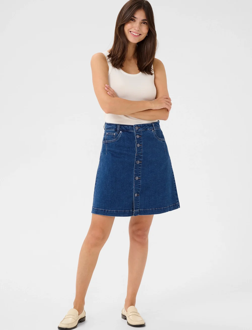 Culture - CUlea Ami Short Skirt - teksaseelikud - medium blue wash - 3