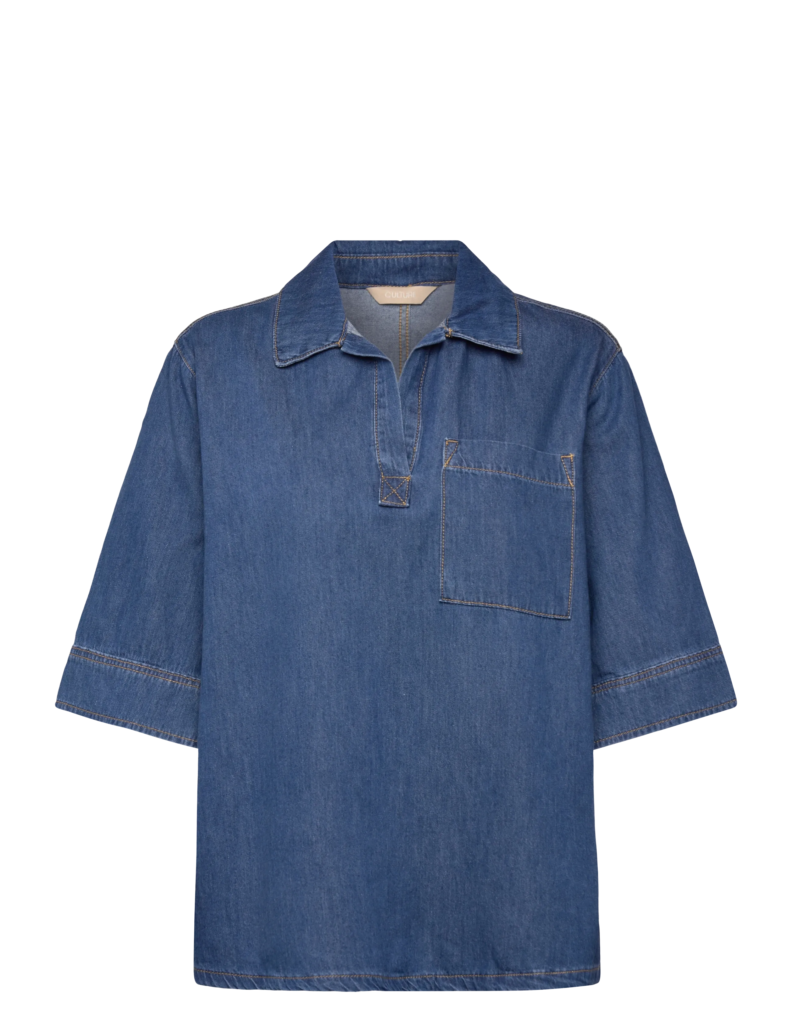 Culture Cupin Arpa Blouse, L, Shirts, Blau - Denim Frauen