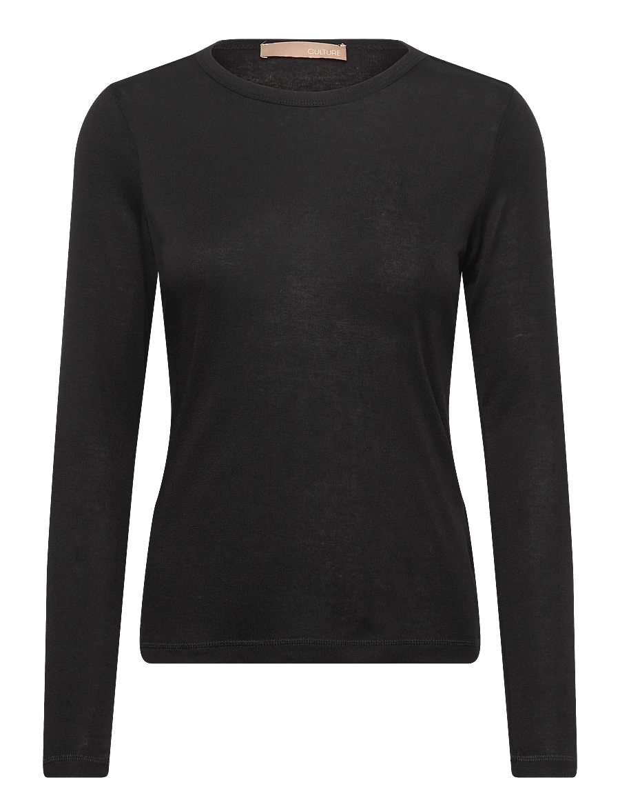 Culture - CUalthea Wool LS ON Tshirt - pikkade varrukatega topid - black - 0