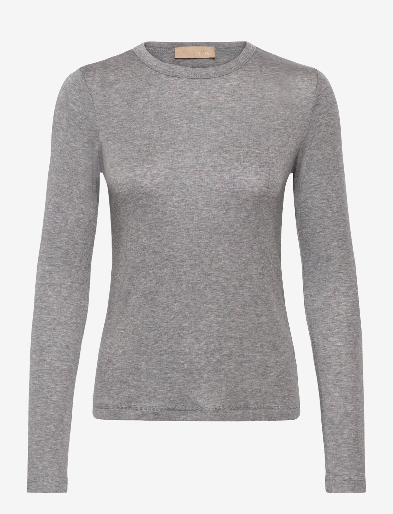 Culture - CUalthea Wool LS ON Tshirt - long-sleeved tops - mid grey melange - 0