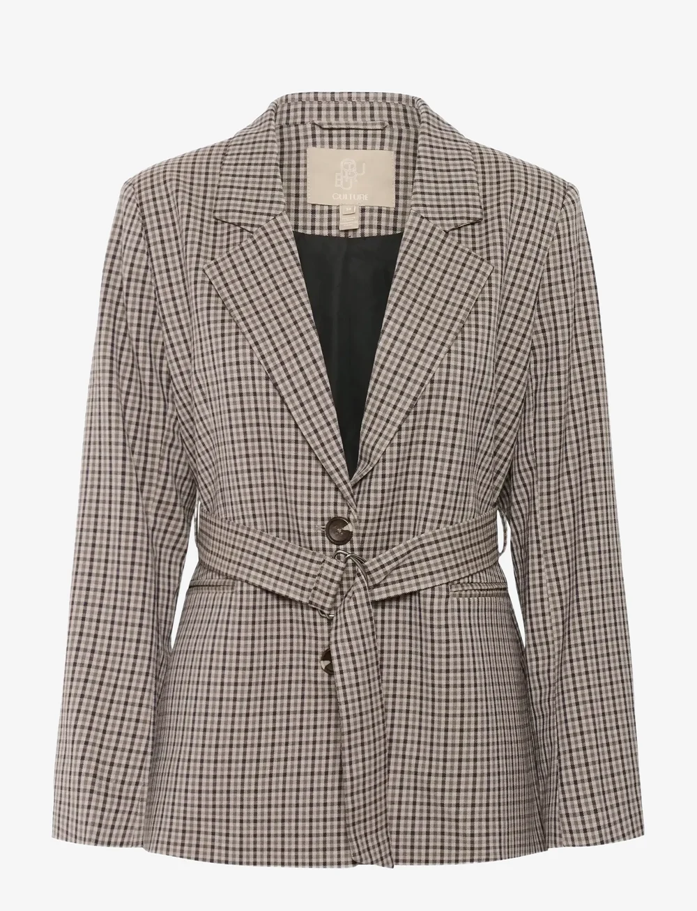 Culture - CUchecka Belt Blazer - blazer mit gürtel - brown check - 1