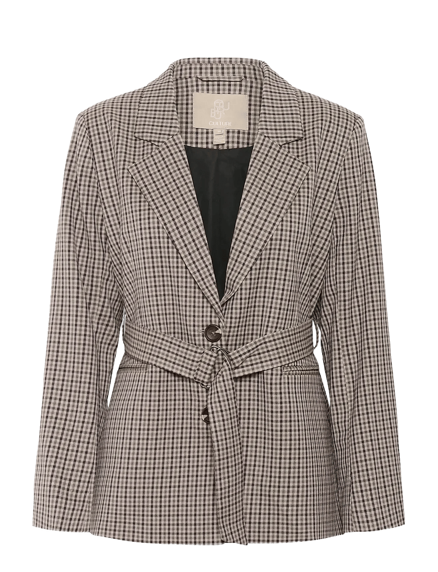 Culture - CUchecka Belt Blazer - blazere med belte - brown check - 1