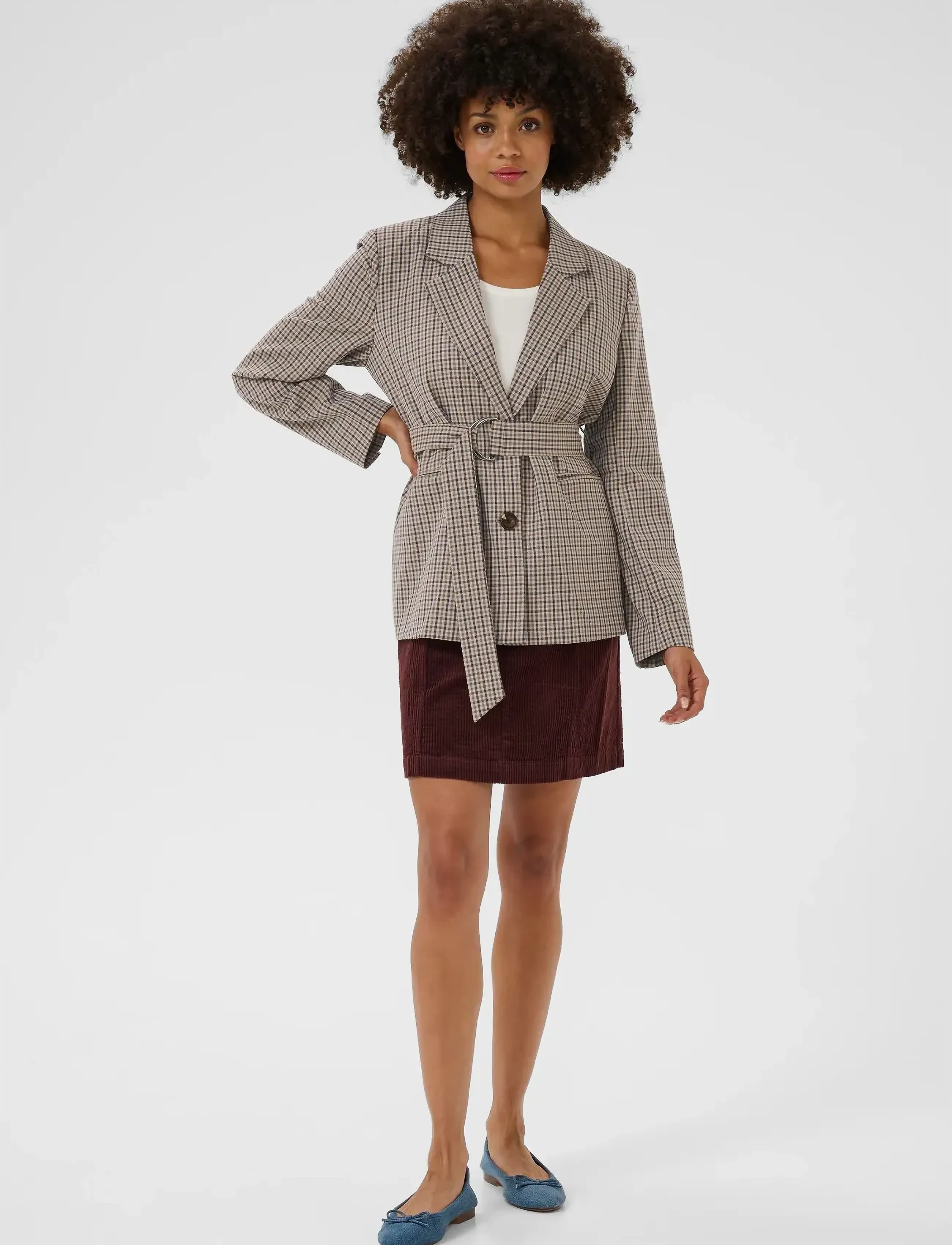 Culture - CUchecka Belt Blazer - blazere med belte - brown check - 3