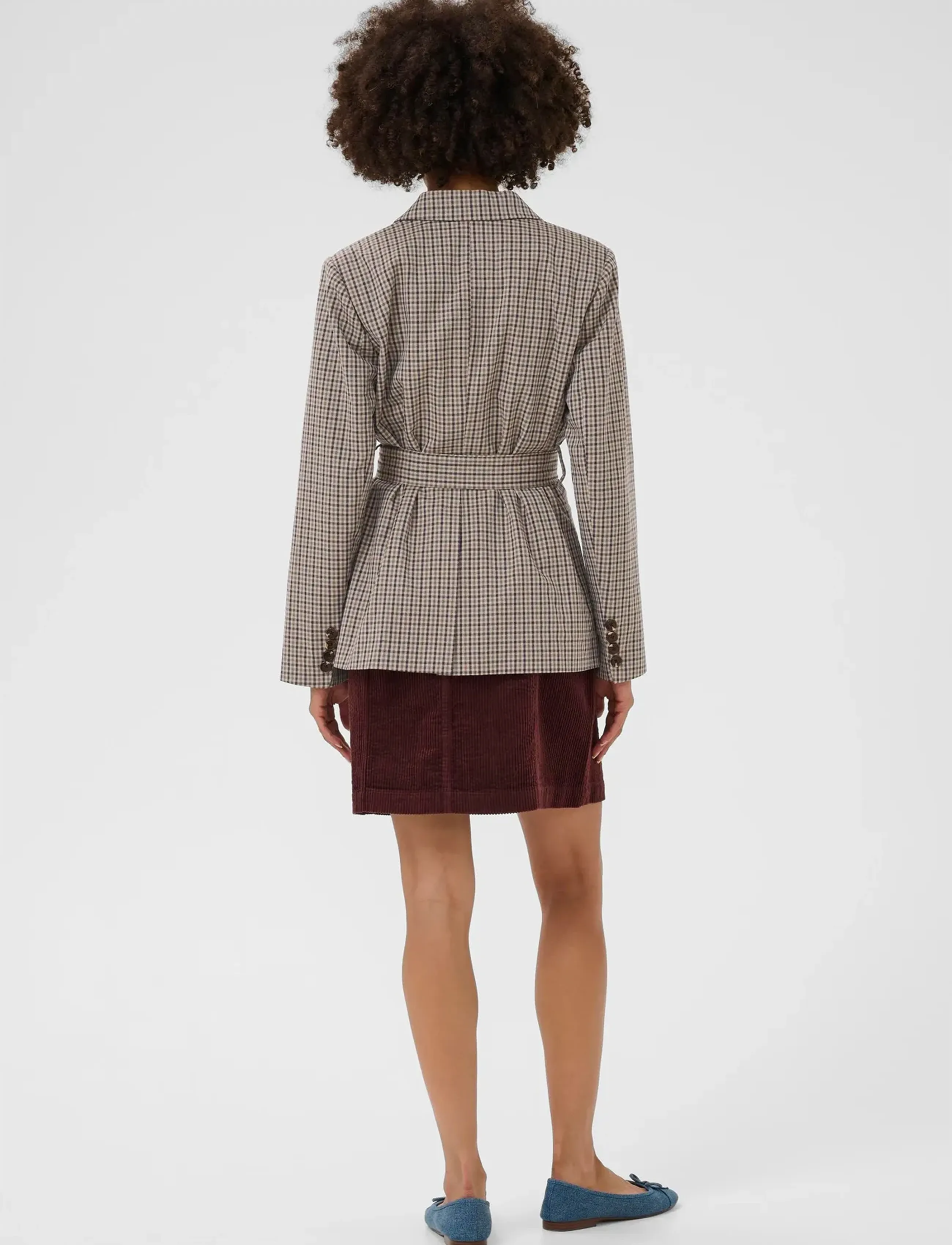 Culture - CUchecka Belt Blazer - blazere med belte - brown check - 4