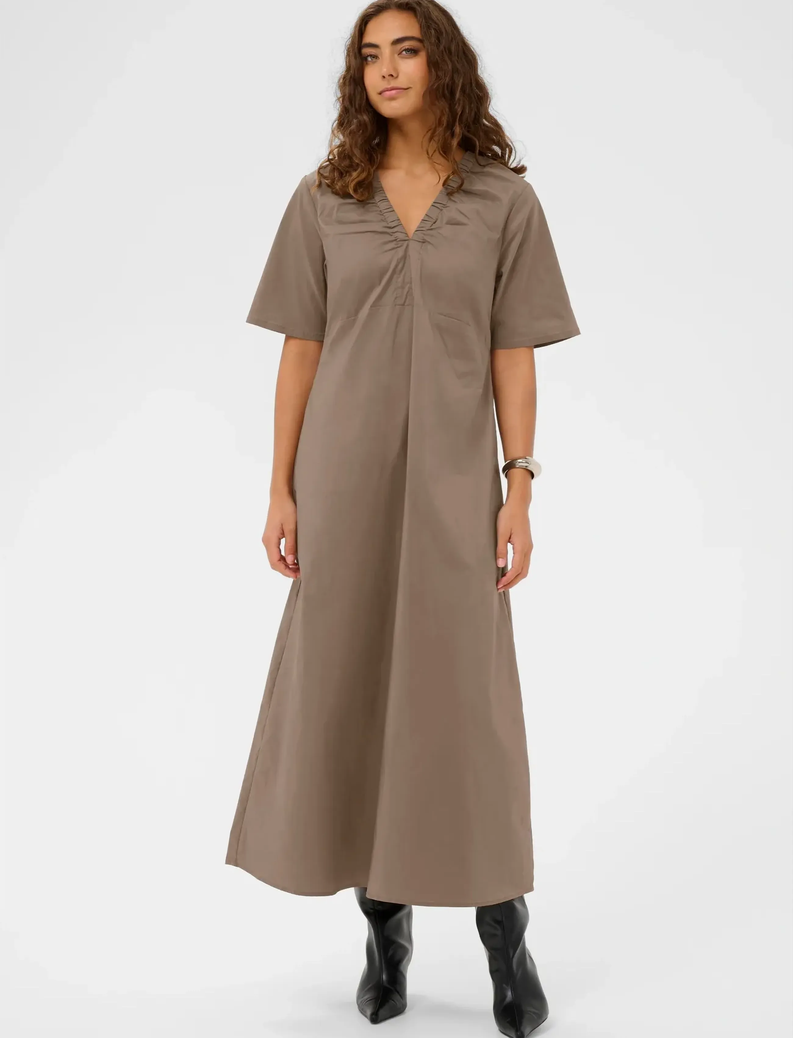 Culture CUberri Antoinett SS Dress - Klänningar - PINE BARK / brown