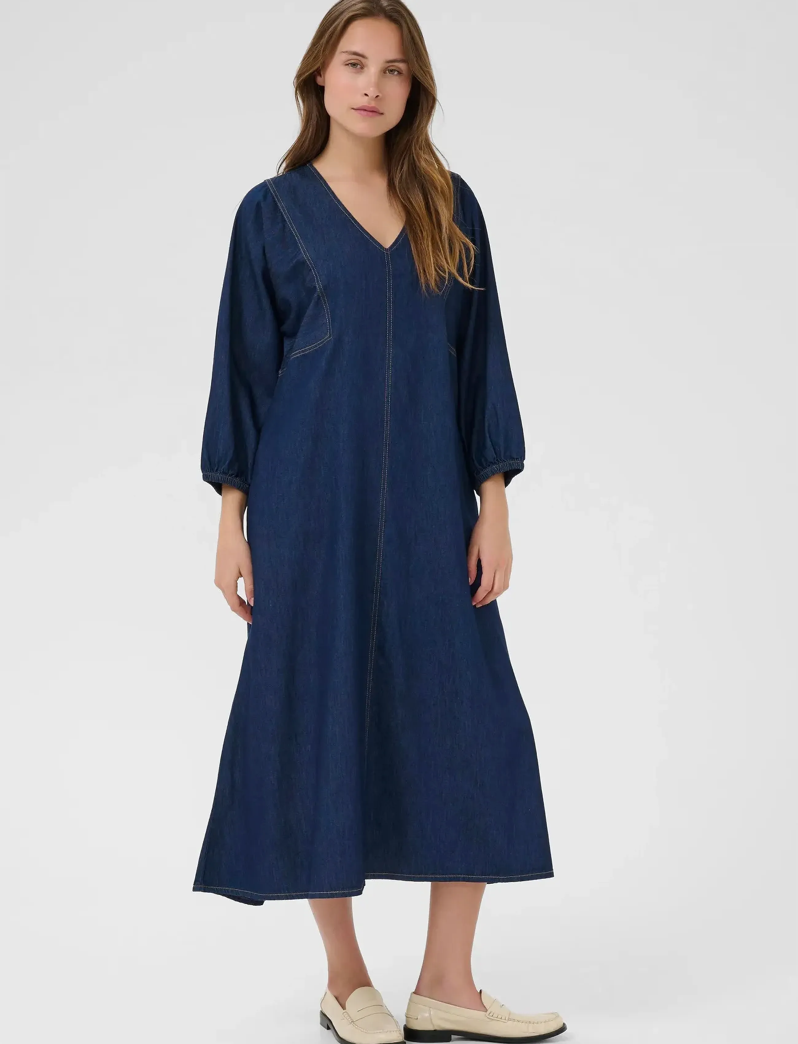 Culture CUhilka Arpa Dress - Midikleider - RINSE WASH / blue