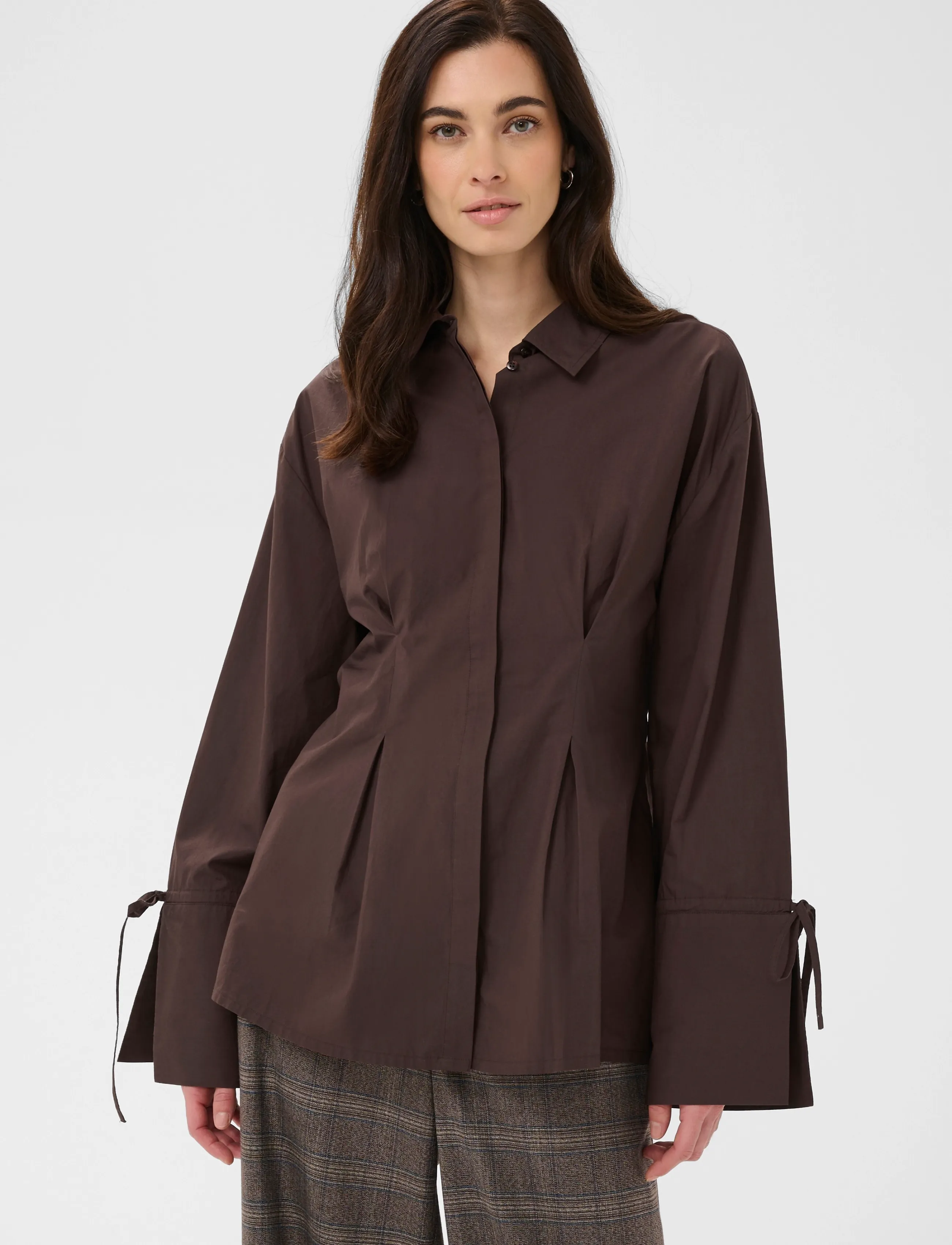 Culture - CUallison Olena Fitted Shirt - long-sleeved shirts - coffee bean - 2