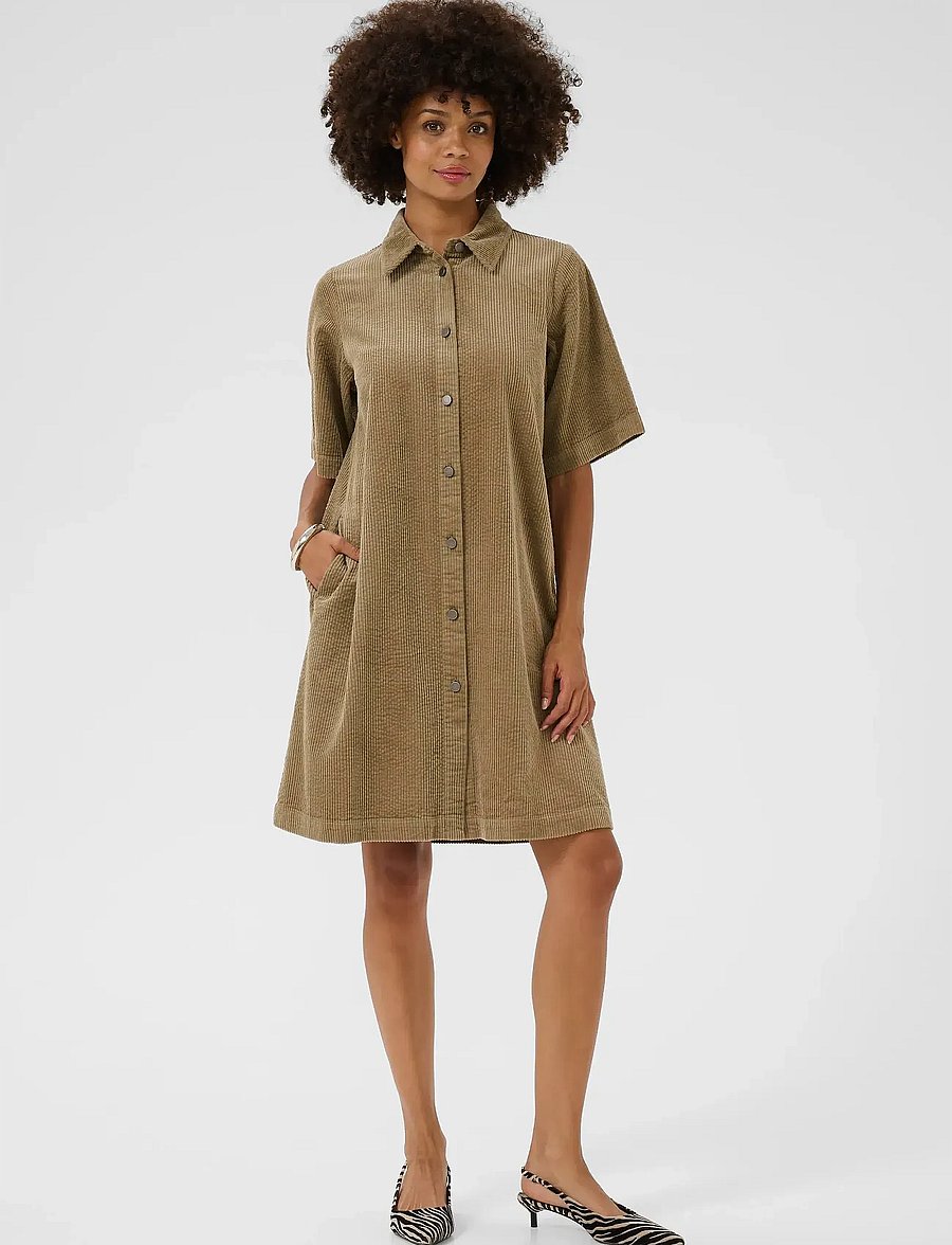 Culture - CUbaela Klay Dress - skjortklänningar - timber wolf - 3