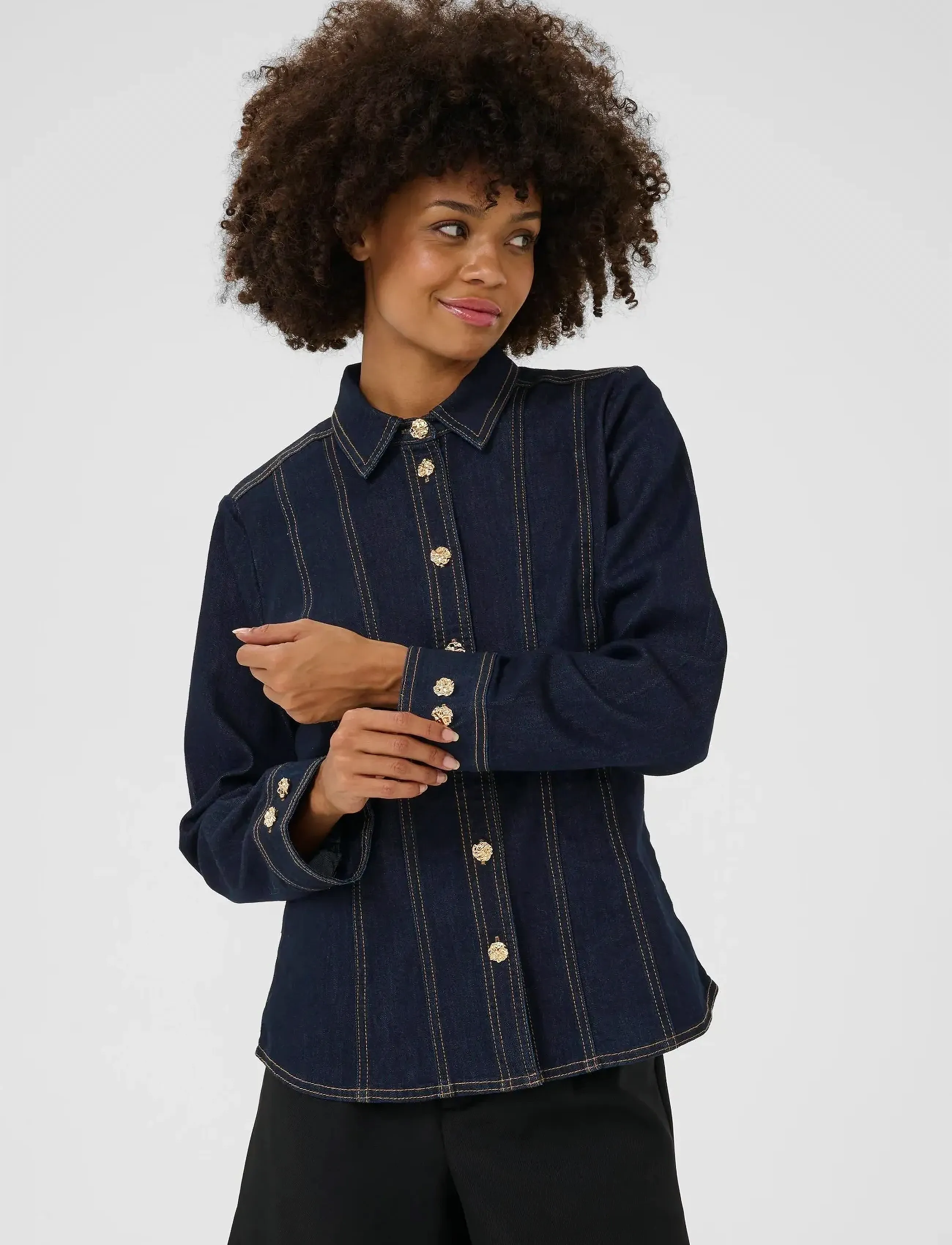 Culture Cubobbie Denim Shirt, Kvinder, Denim Skjorte, Navy, Str: S