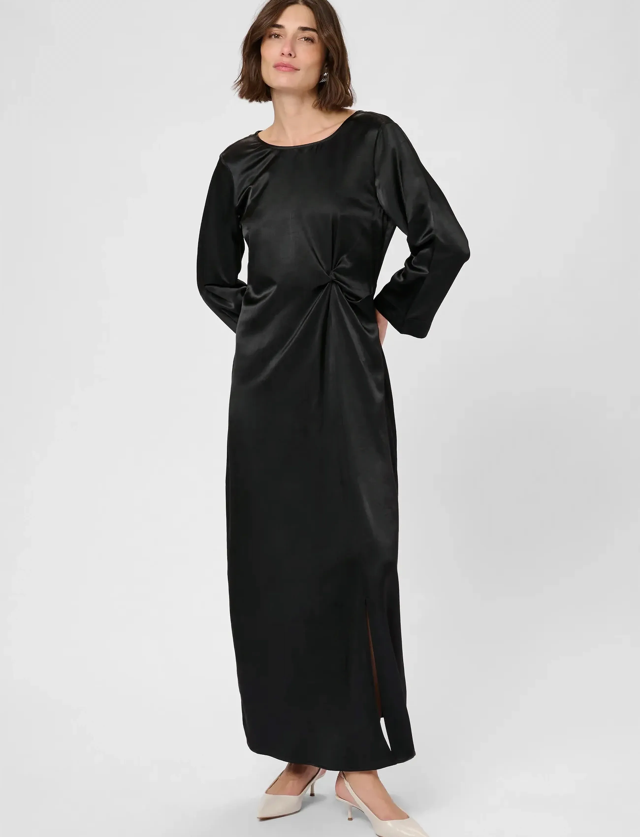 Culture Cumollie Dress, Kvinder, Satinkjole Med Knude, Sort, Str: L