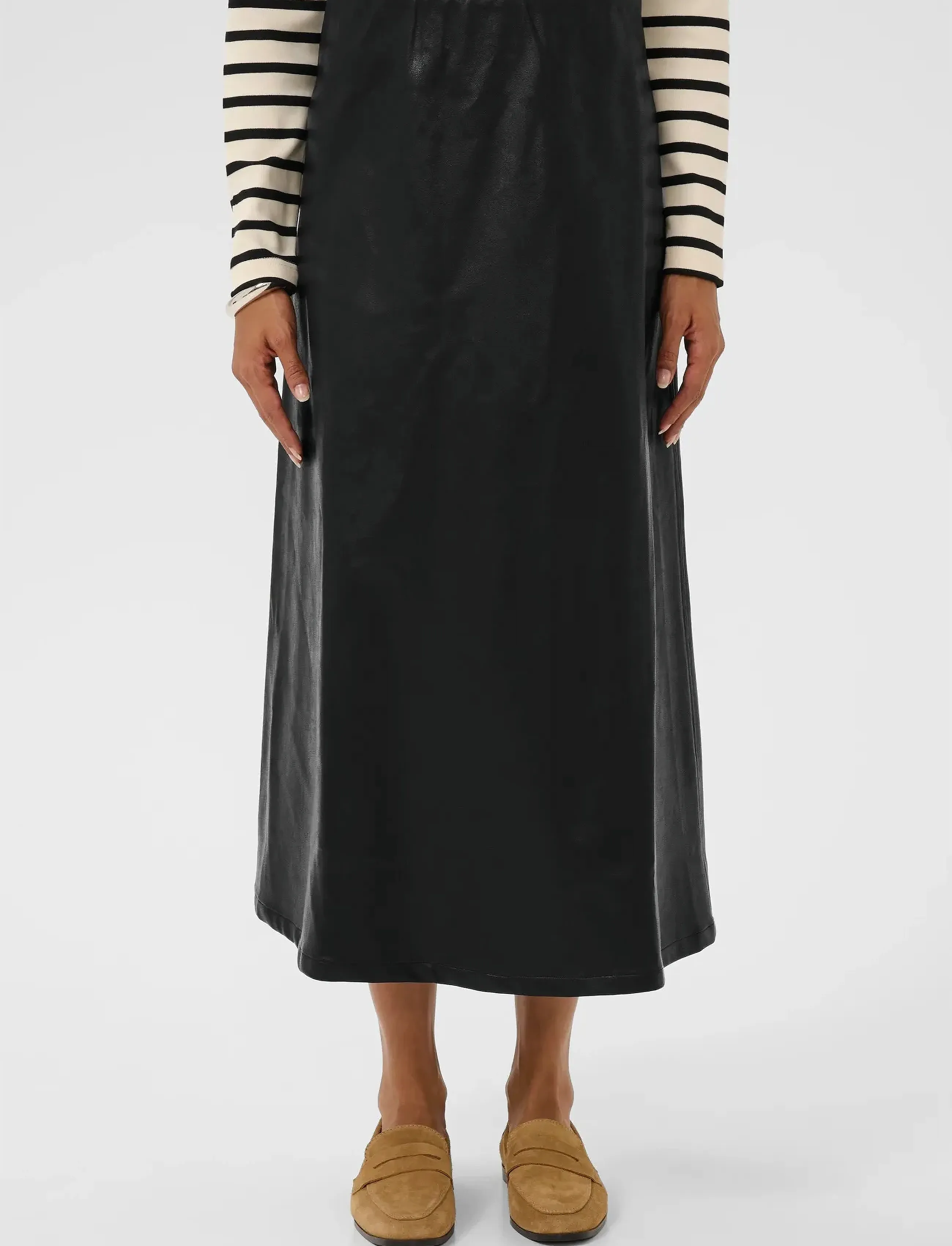 Culture Culilli Pu Skirt, Kvinder, PU Midi Nederdel, Sort, Str: XXL