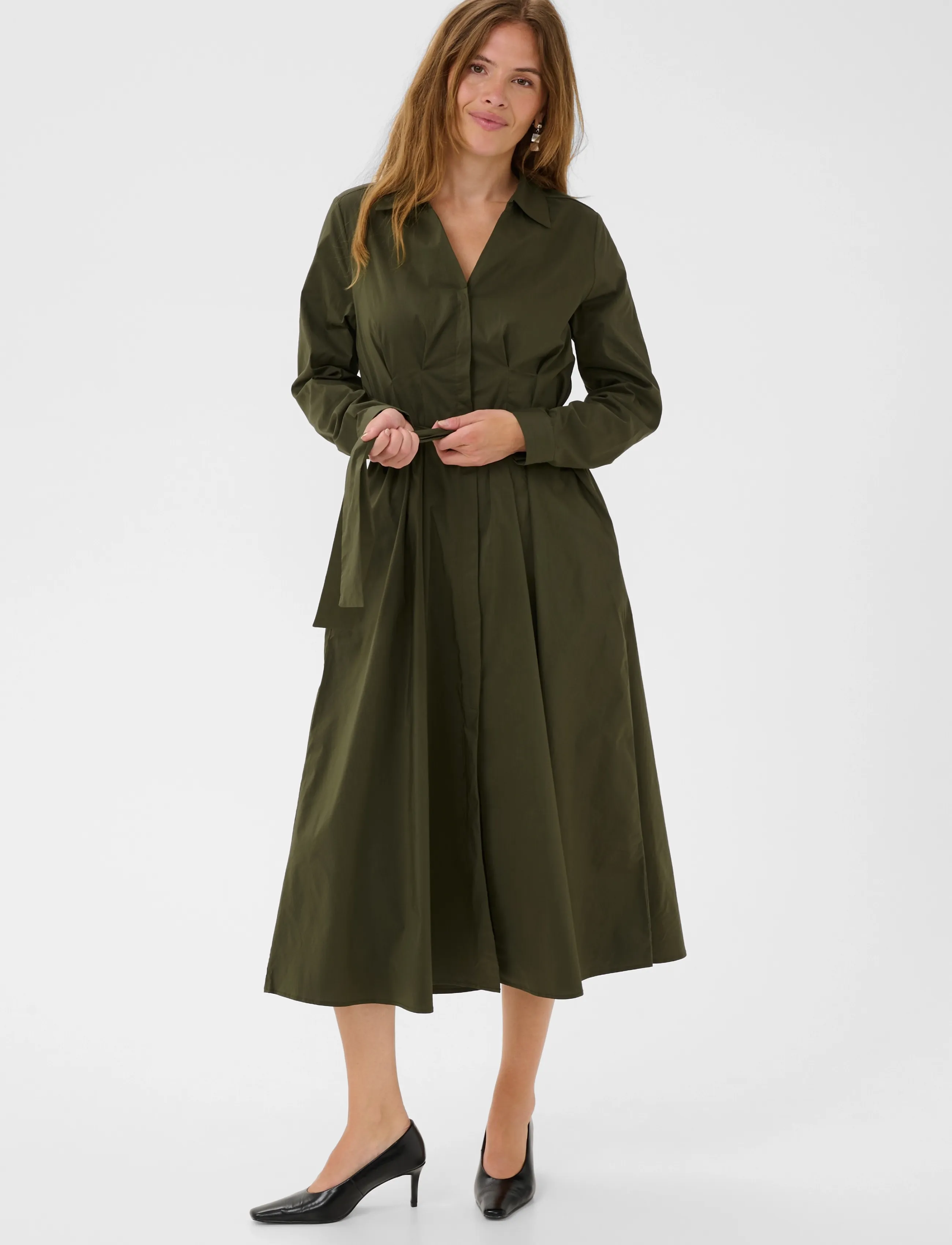 Culture - CUelna Antoinett Dress - skjortekjoler - burnt olive - 2