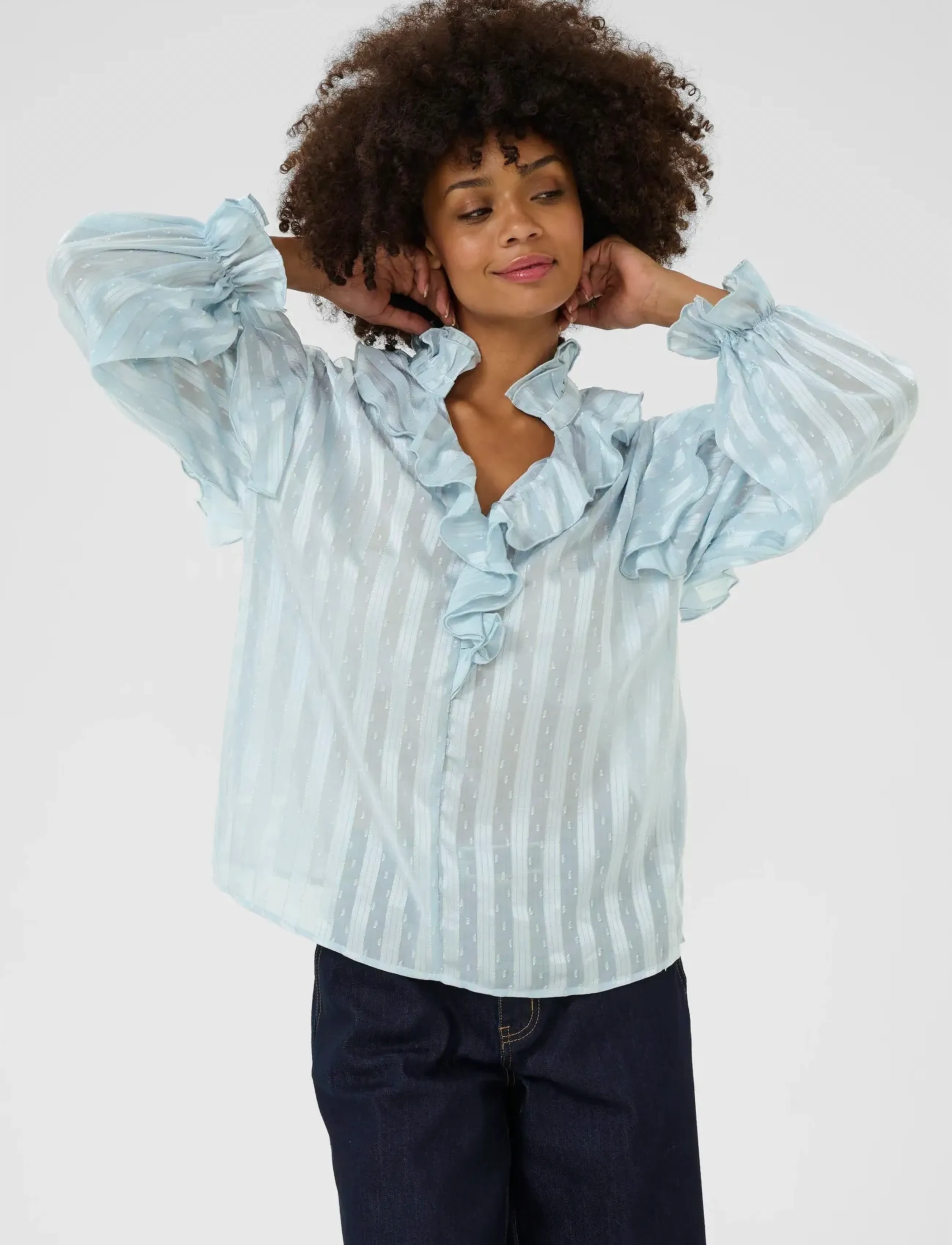 Culture Cuflowy Blouse, XL, Blue, Bluser > Langærmede, Dame