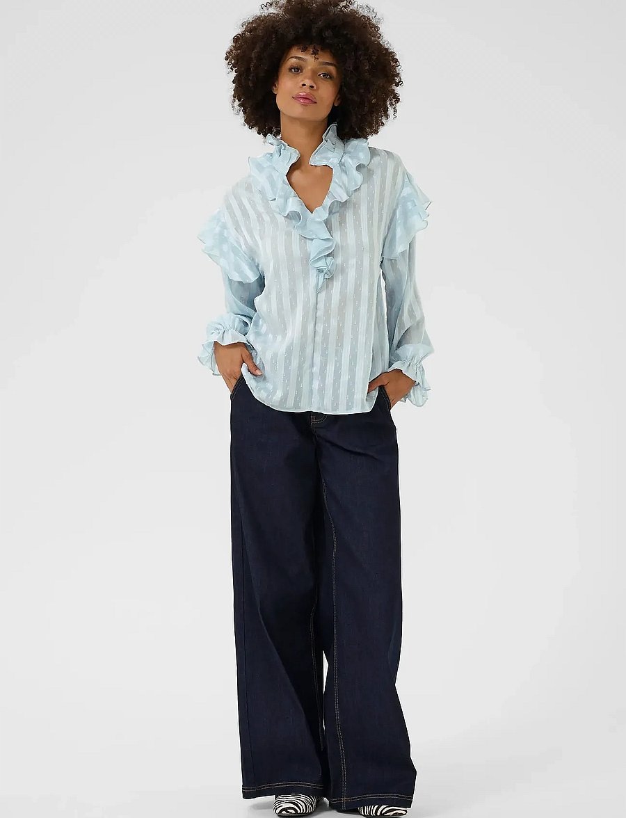 Culture - CUflowy Blouse - langärmelige blusen - serenity - 3