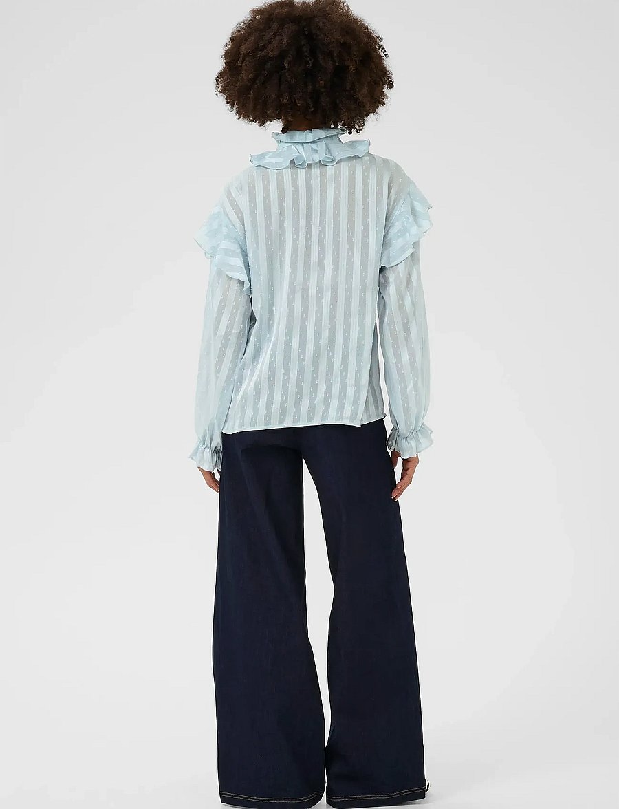 Culture - CUflowy Blouse - langärmelige blusen - serenity - 4