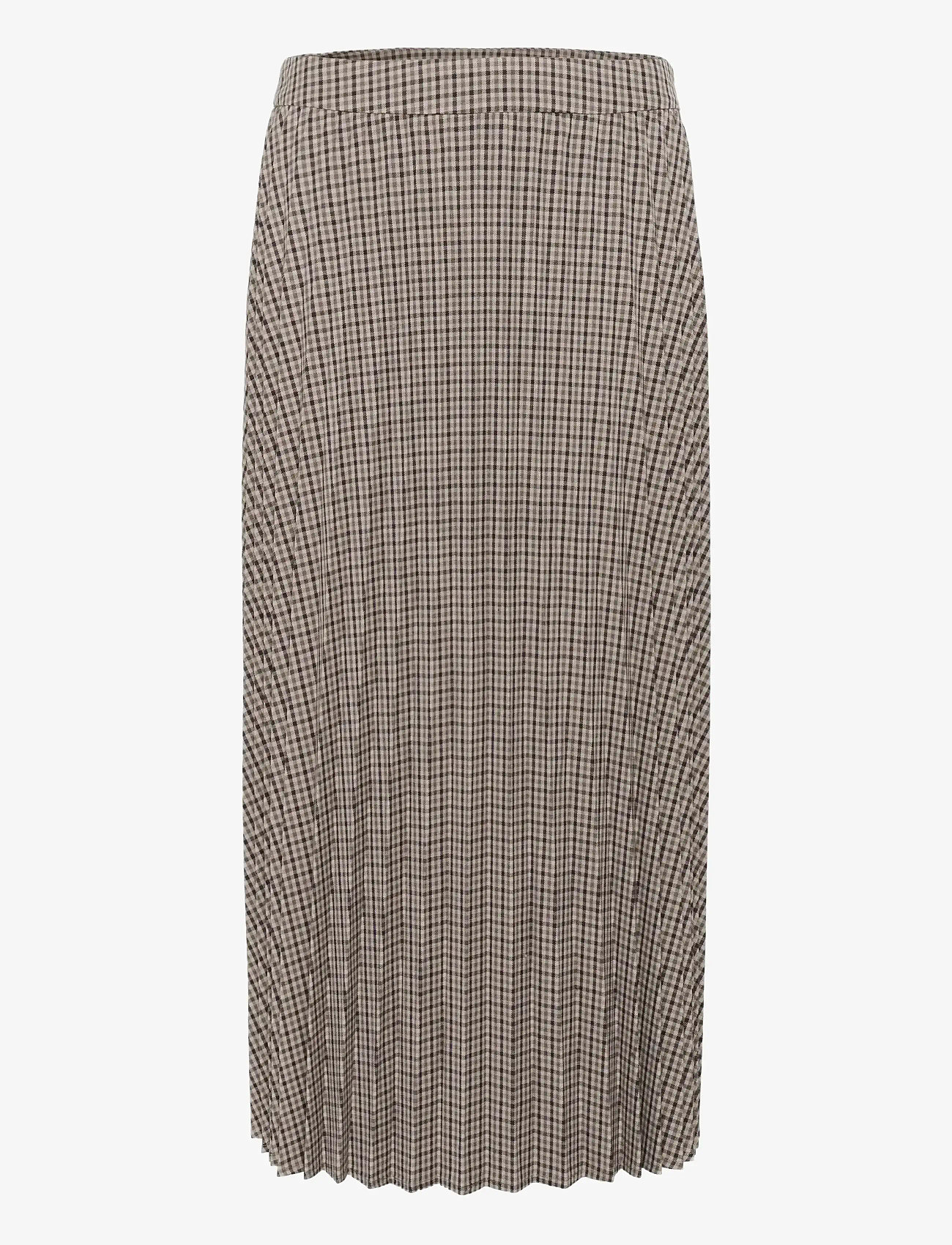 Culture - CUchecka long Skirt - pleated skirts - brown check - 1
