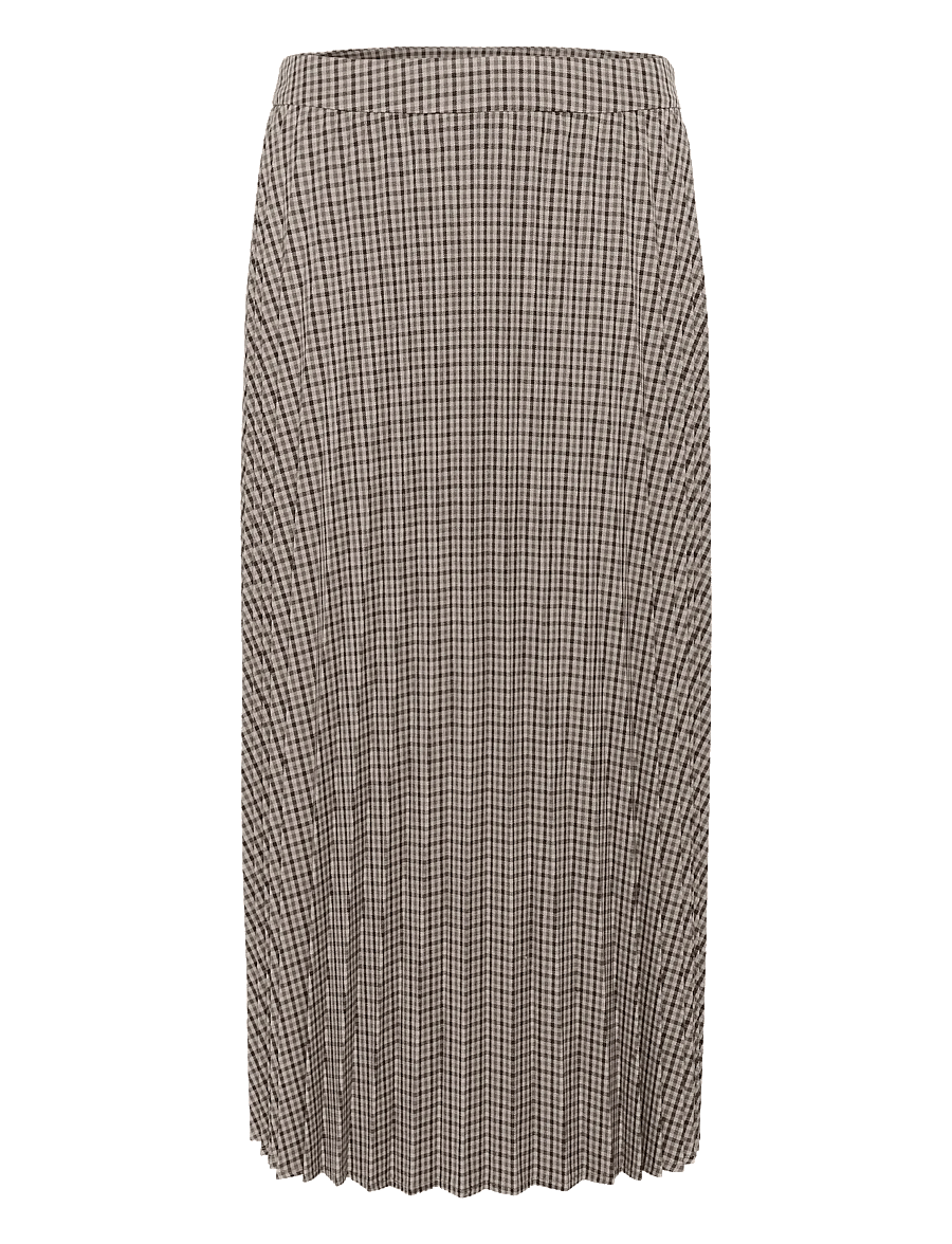 Culture - CUchecka long Skirt - plisseskjørt - brown check - 1