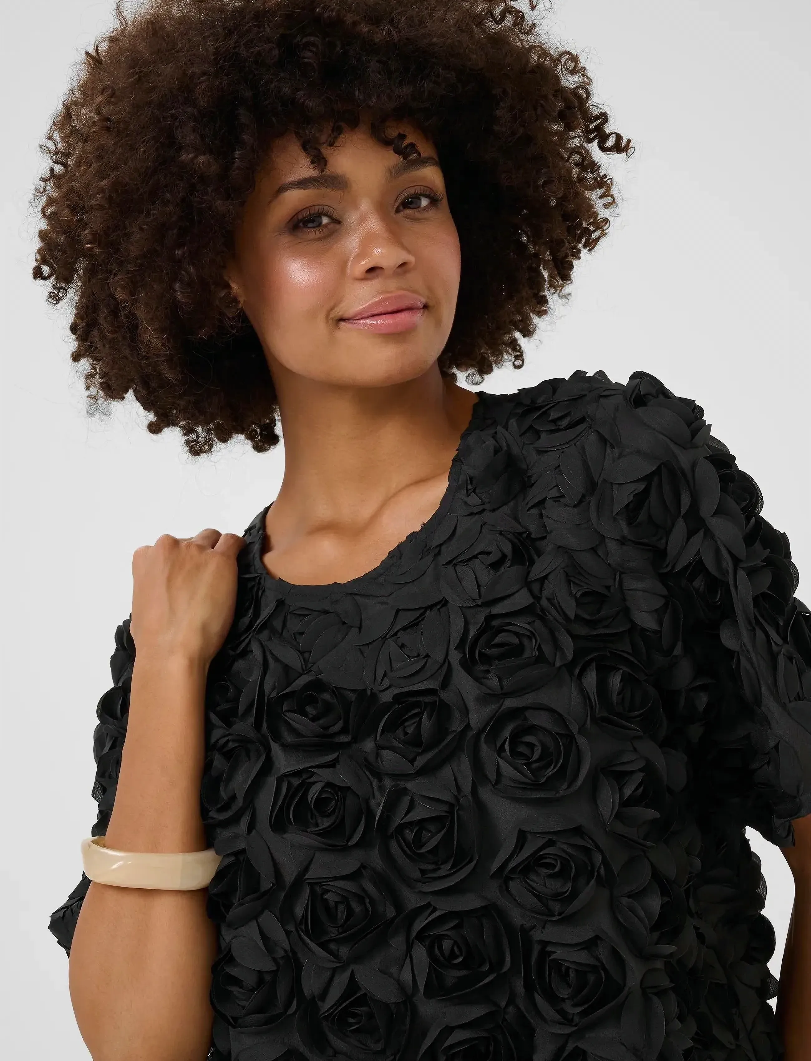Culture - CUcebrine SS Blouse - kurzämlige blusen - black - 5