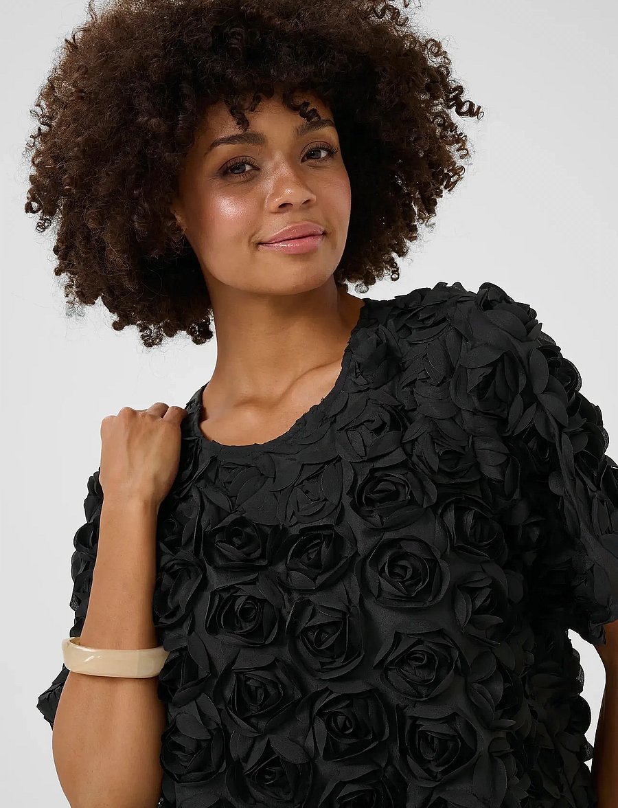 Culture - CUcebrine SS Blouse - kurzärmelige blusen - black - 5