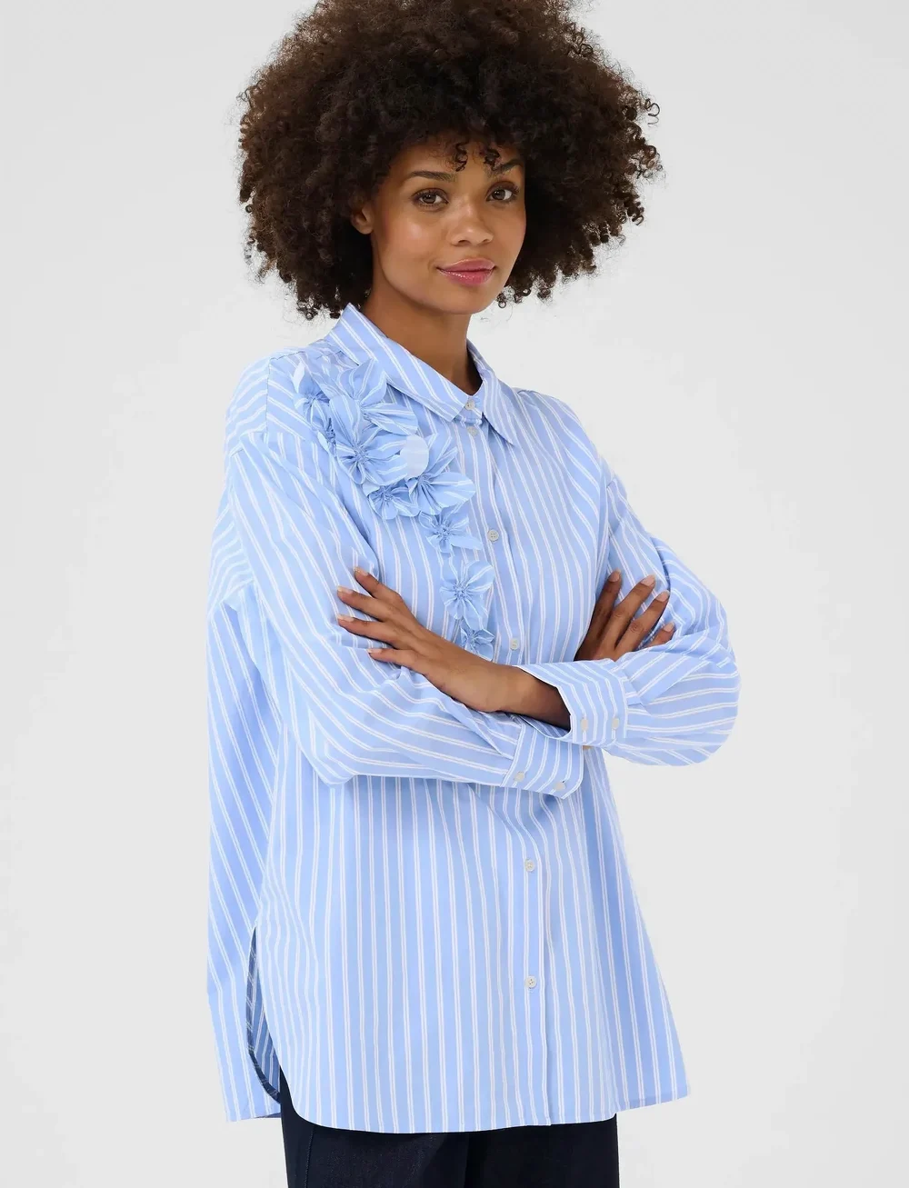 Culture - CUlora Shirt - langärmlige hemden - blue/white stripe - 0