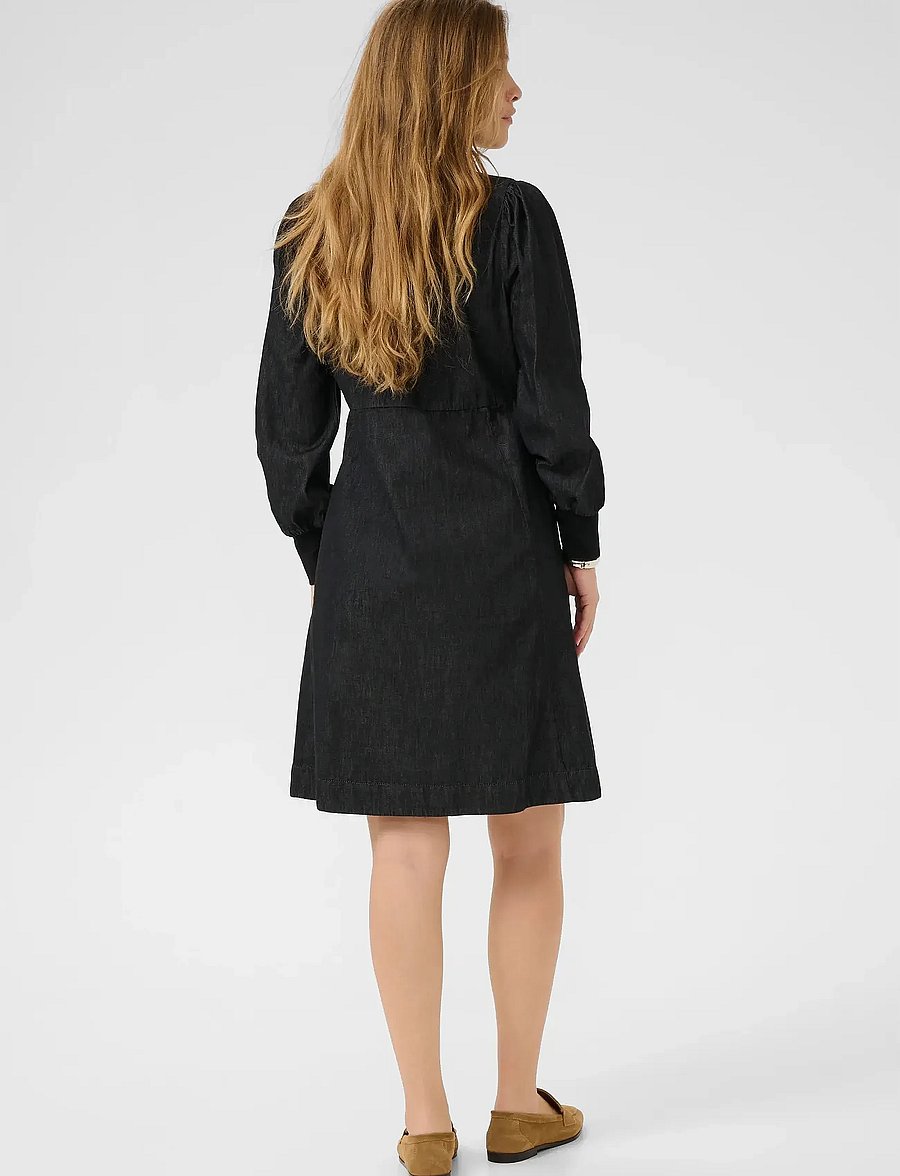Culture - CUhilka Arpa Short Dress - särkkleidid - black wash - 4