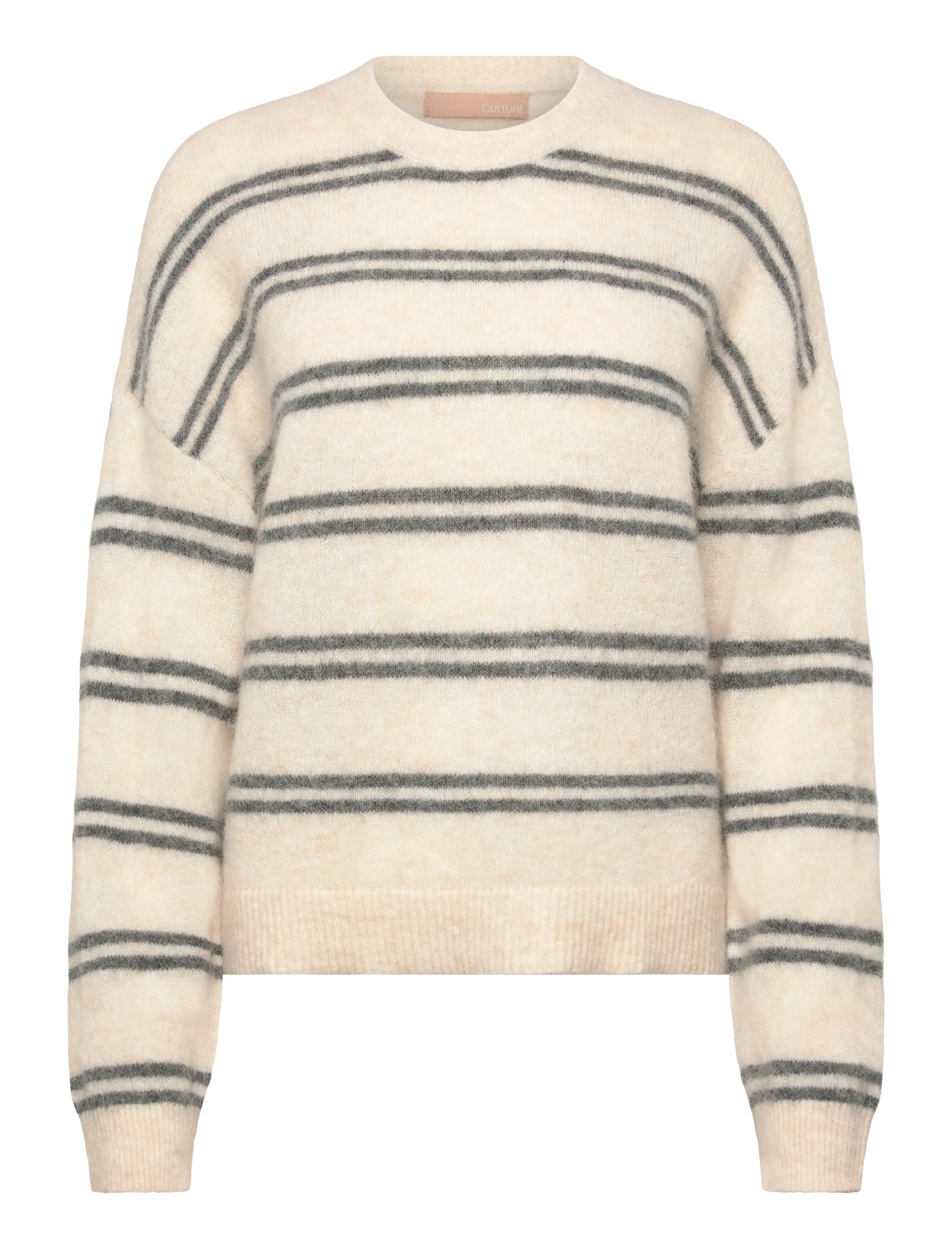 Culture CUbernie Cacheia Pullover - Strickmode - WHITECAP MELANGE/GREY STRIPES / cream