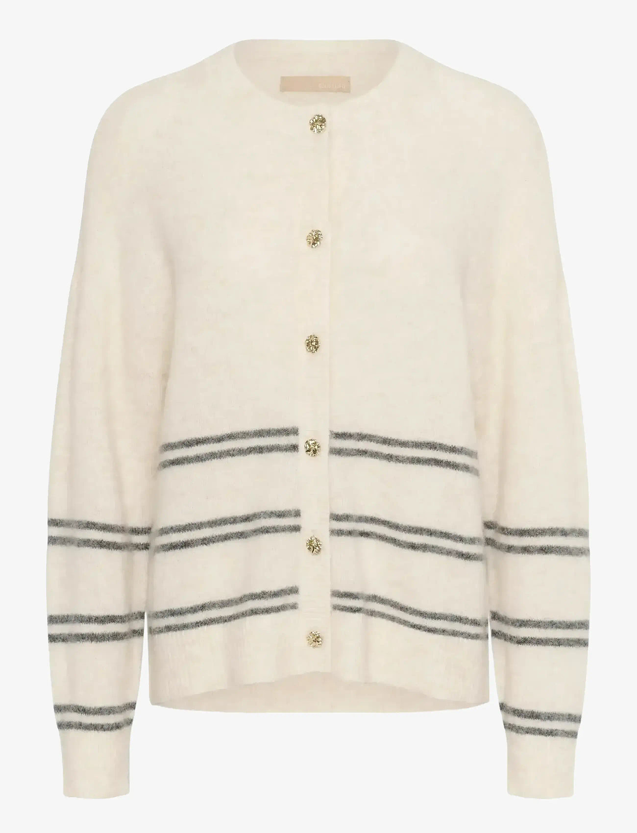 Culture - CUbernie Cacheia Cardigan - kardiganai - whitecap melange/grey stripes - 0