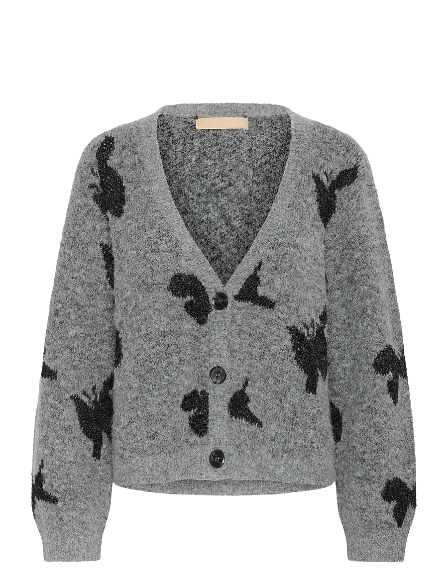 Culture - CUfreya Cardigan - cardigans - mid grey/black melange - 1