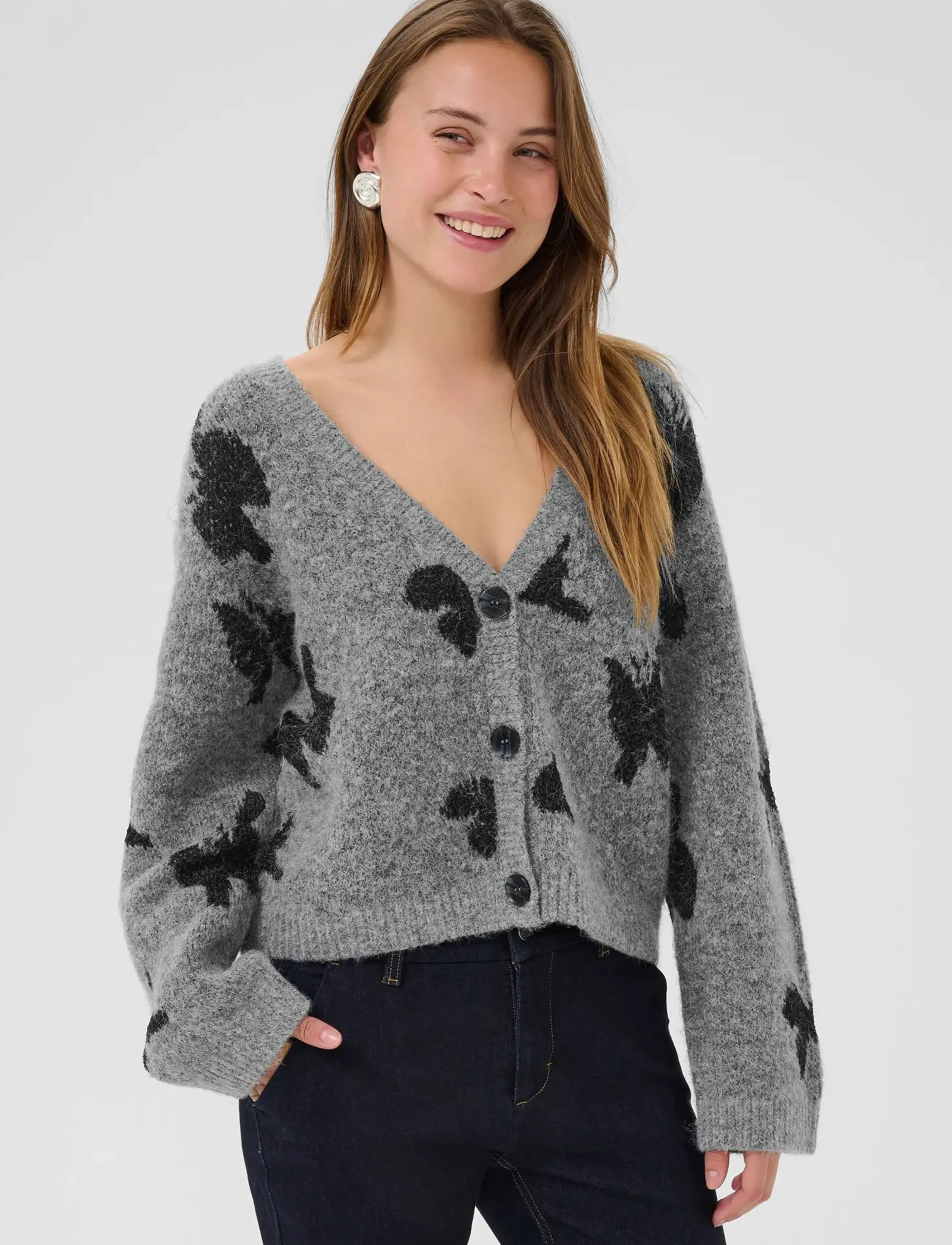 Culture Cufreya Cardigan, XL, Grey, Strik > Cardigans, Dame