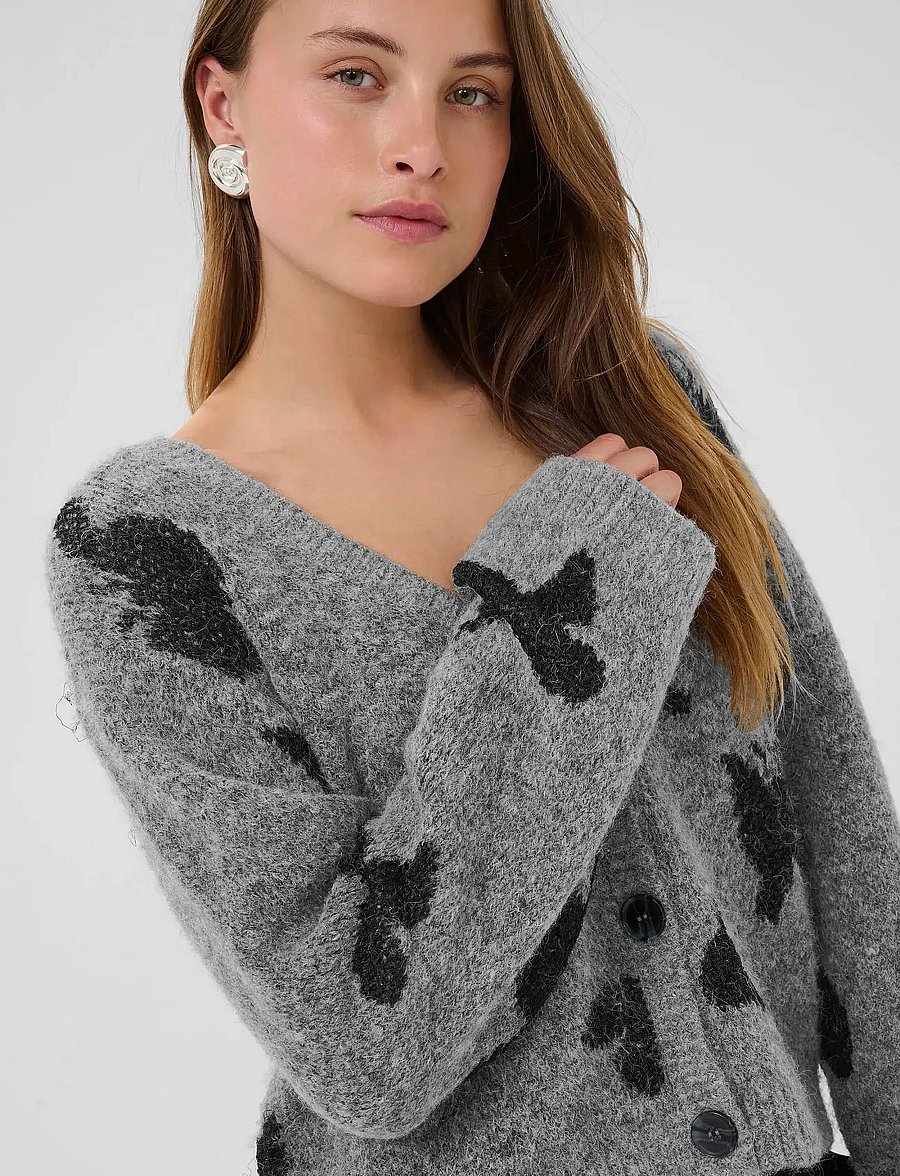 Culture - CUfreya Cardigan - cardigans - mid grey/black melange - 5