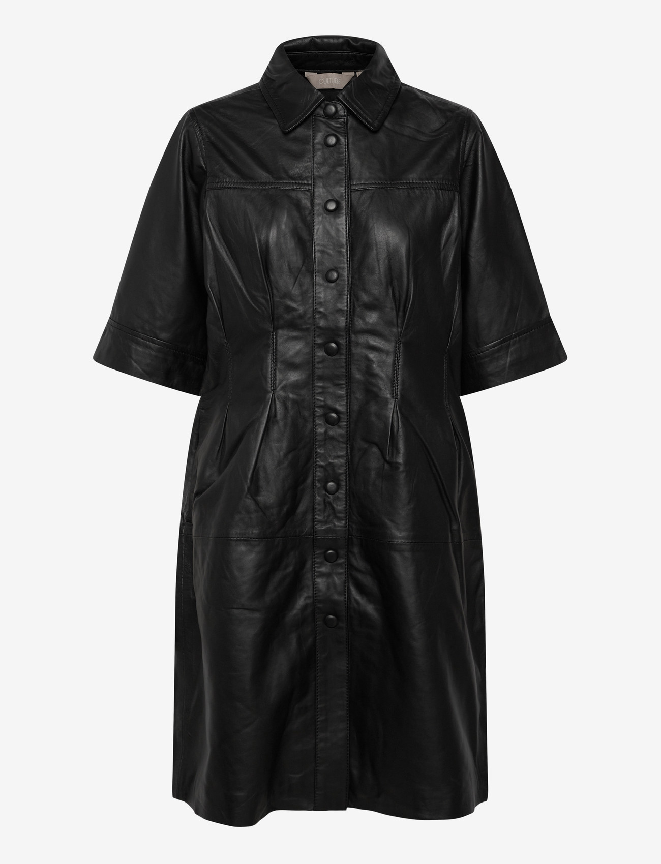 Culture - CUlima Canja Leather Dress - hemdkleider - black - 0