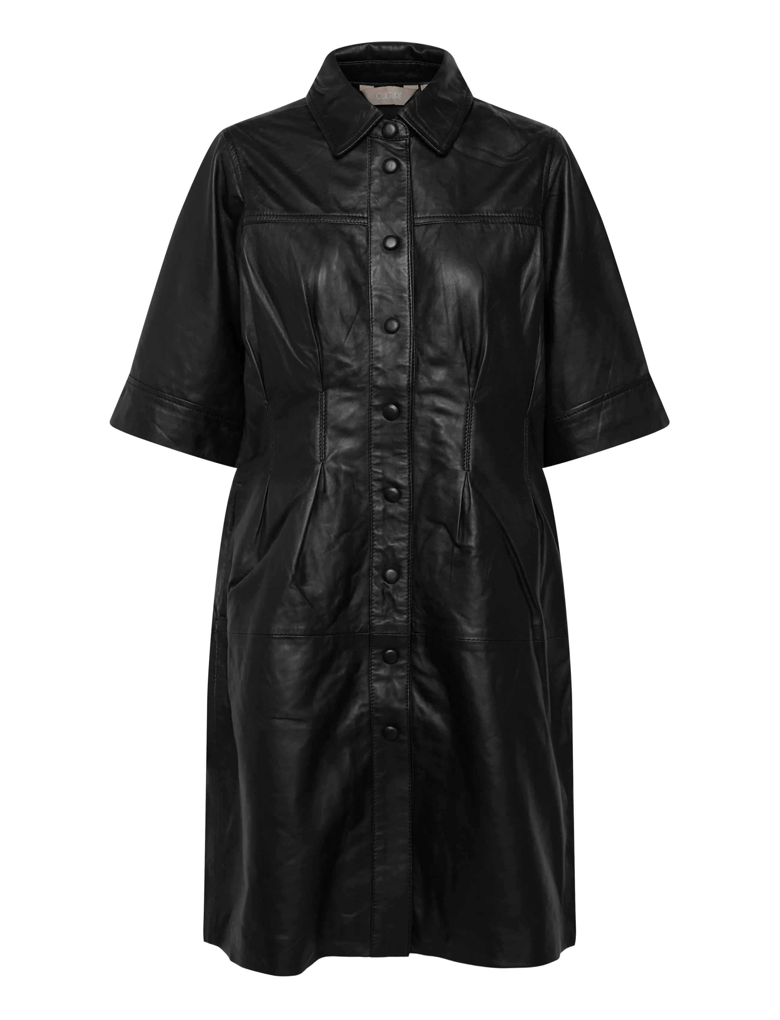 Culture CUlima Canja Leather Dress - Kleider - BLACK / black