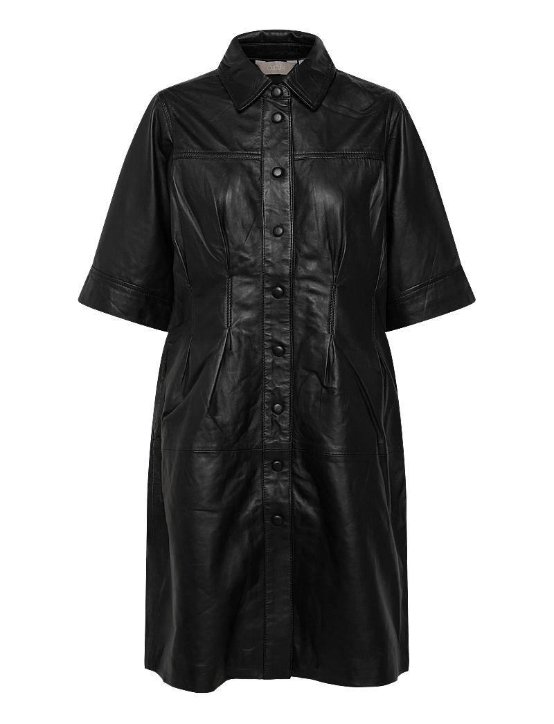Culture - CUlima Canja Leather Dress - hemdkleider - black - 0