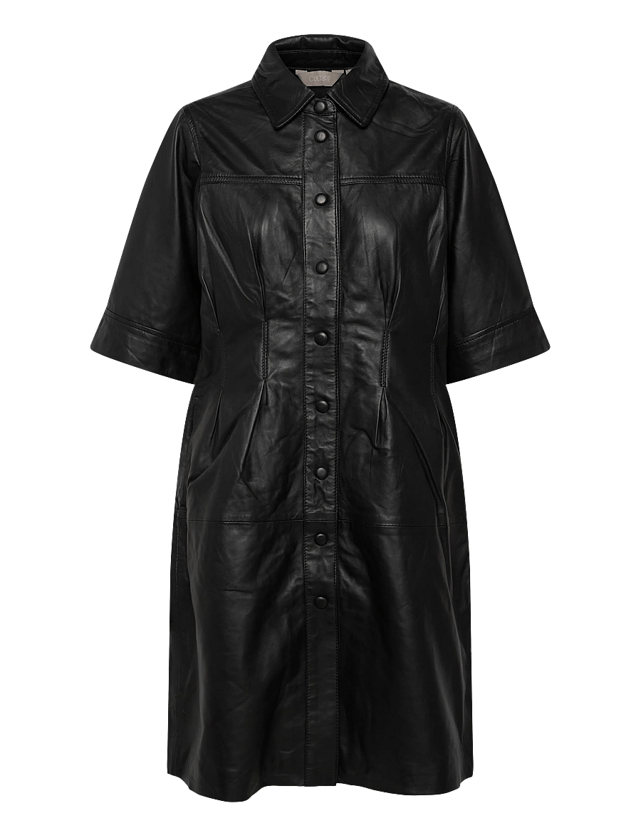 Culture - CUlima Canja Leather Dress - robes chemises - black - 0