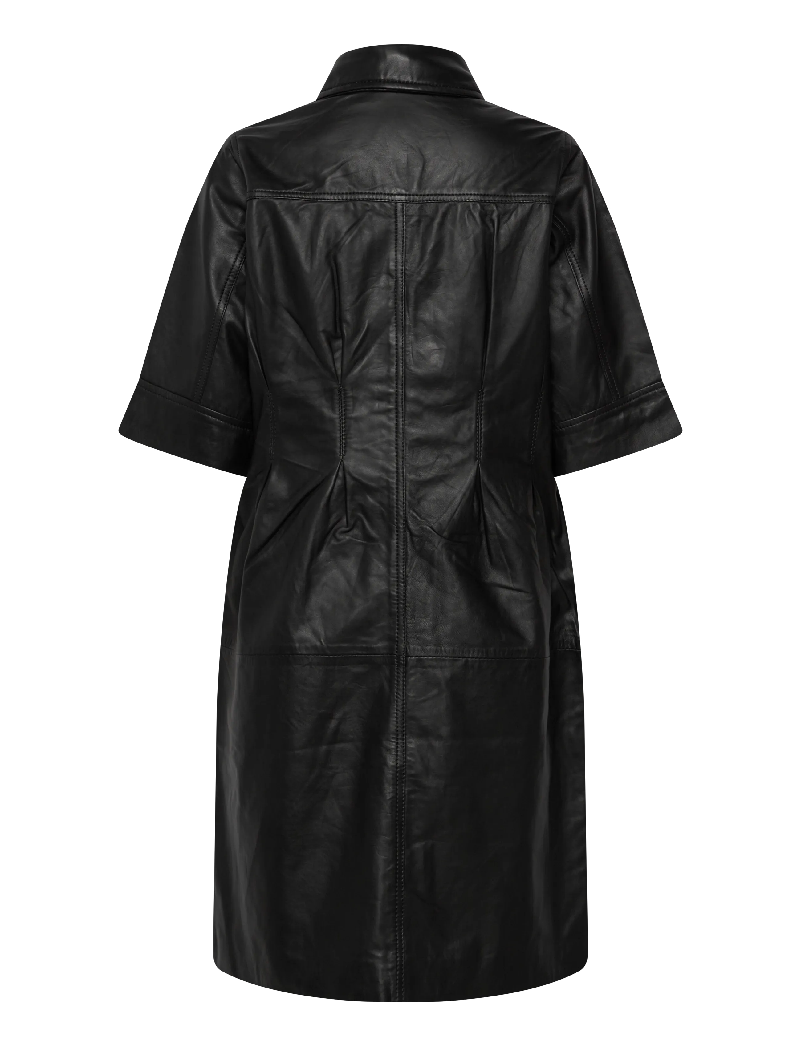 Culture - CUlima Canja Leather Dress - robes chemises - black - 1