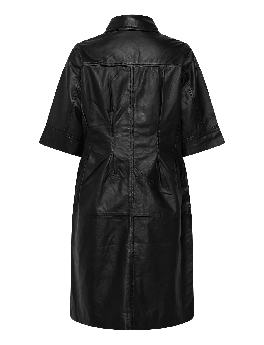 Culture - CUlima Canja Leather Dress - robes chemises - black - 1