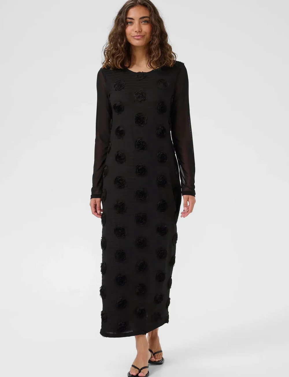 Culture - CUmascha Mesh Dress - aftonklänningar - black - 0