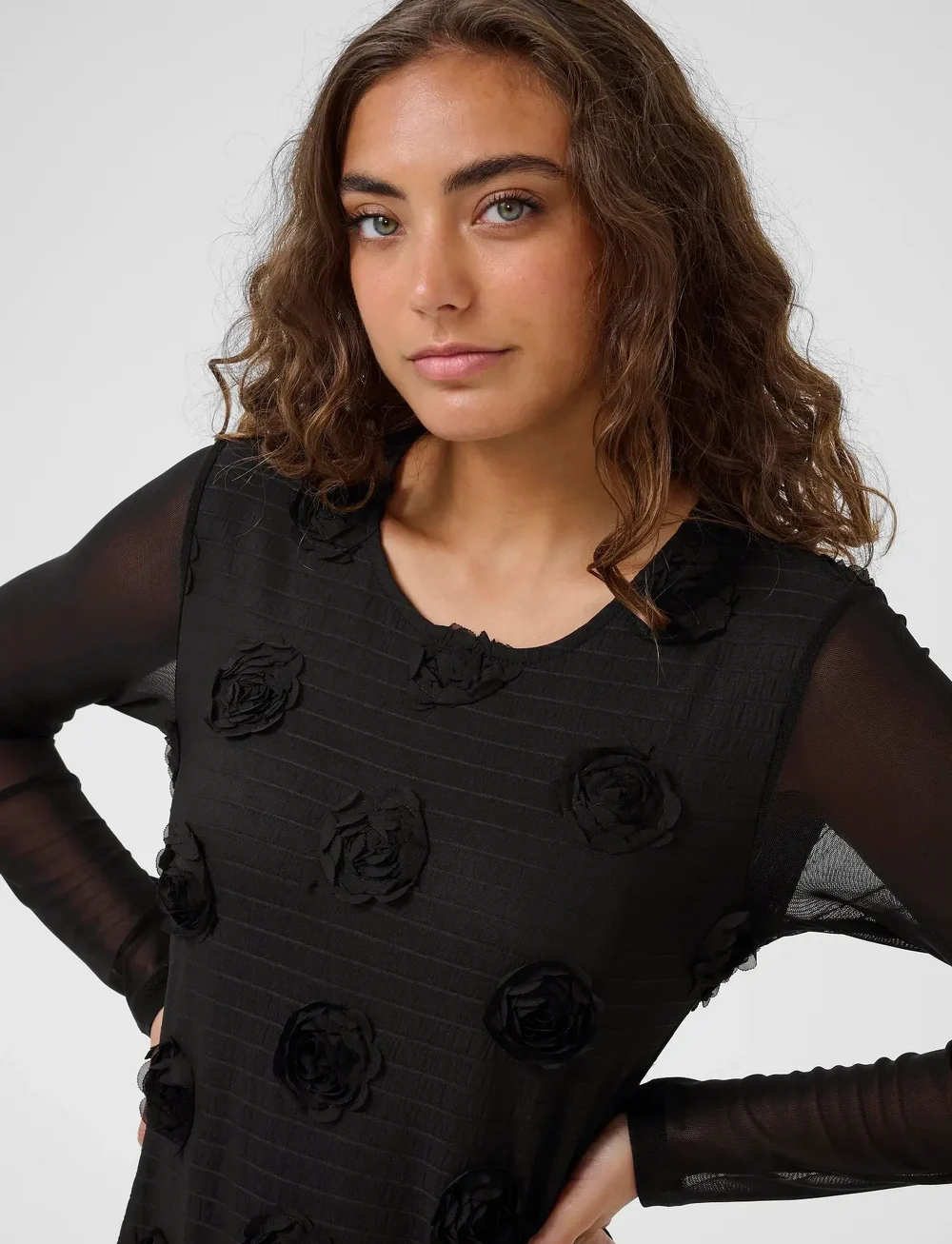 Culture - CUmascha Mesh Dress - aftonklänningar - black - 4
